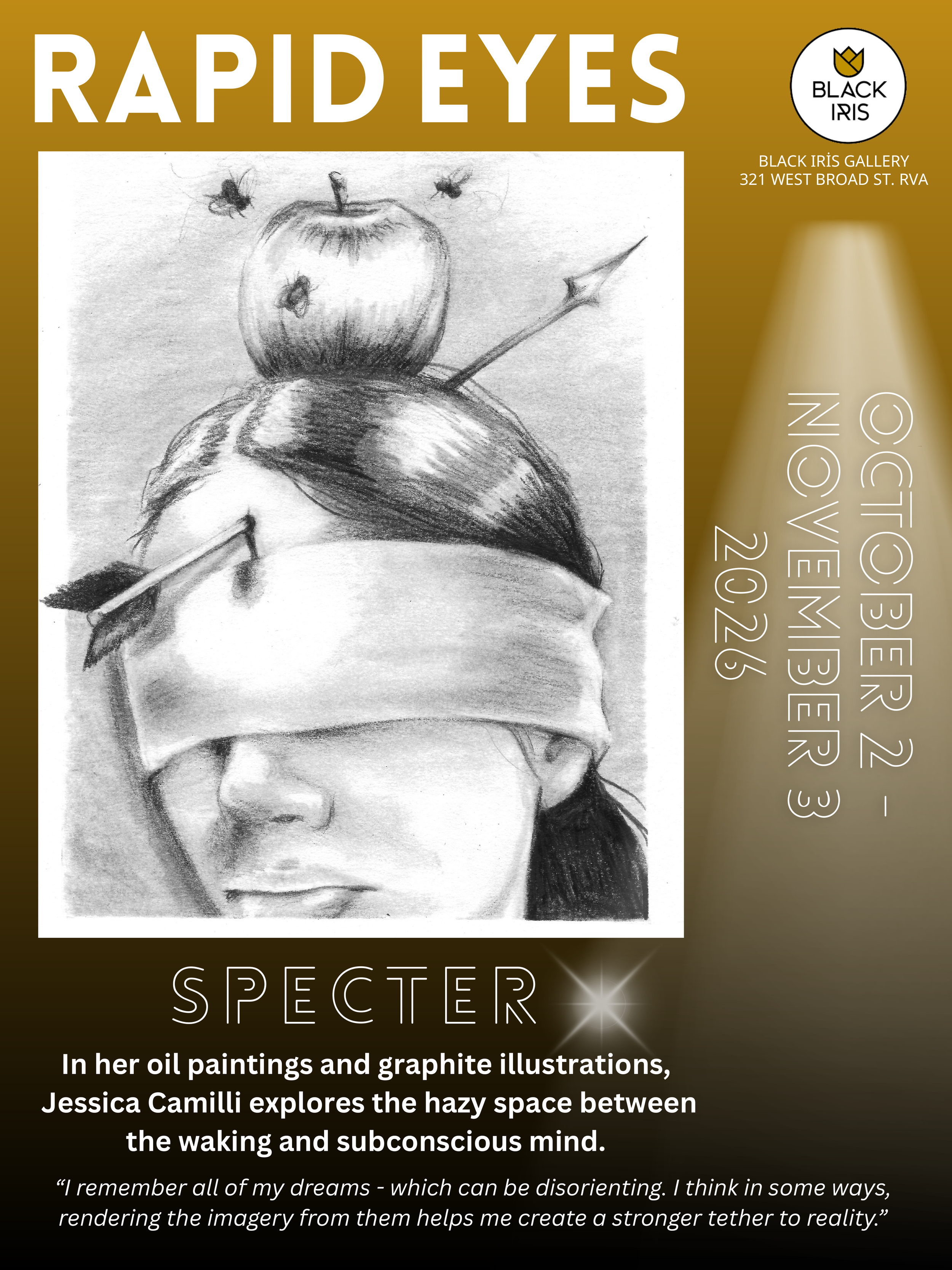 Rapideyes (Jessica Camilli), Specter exhibition poster at Black Iris Gallery