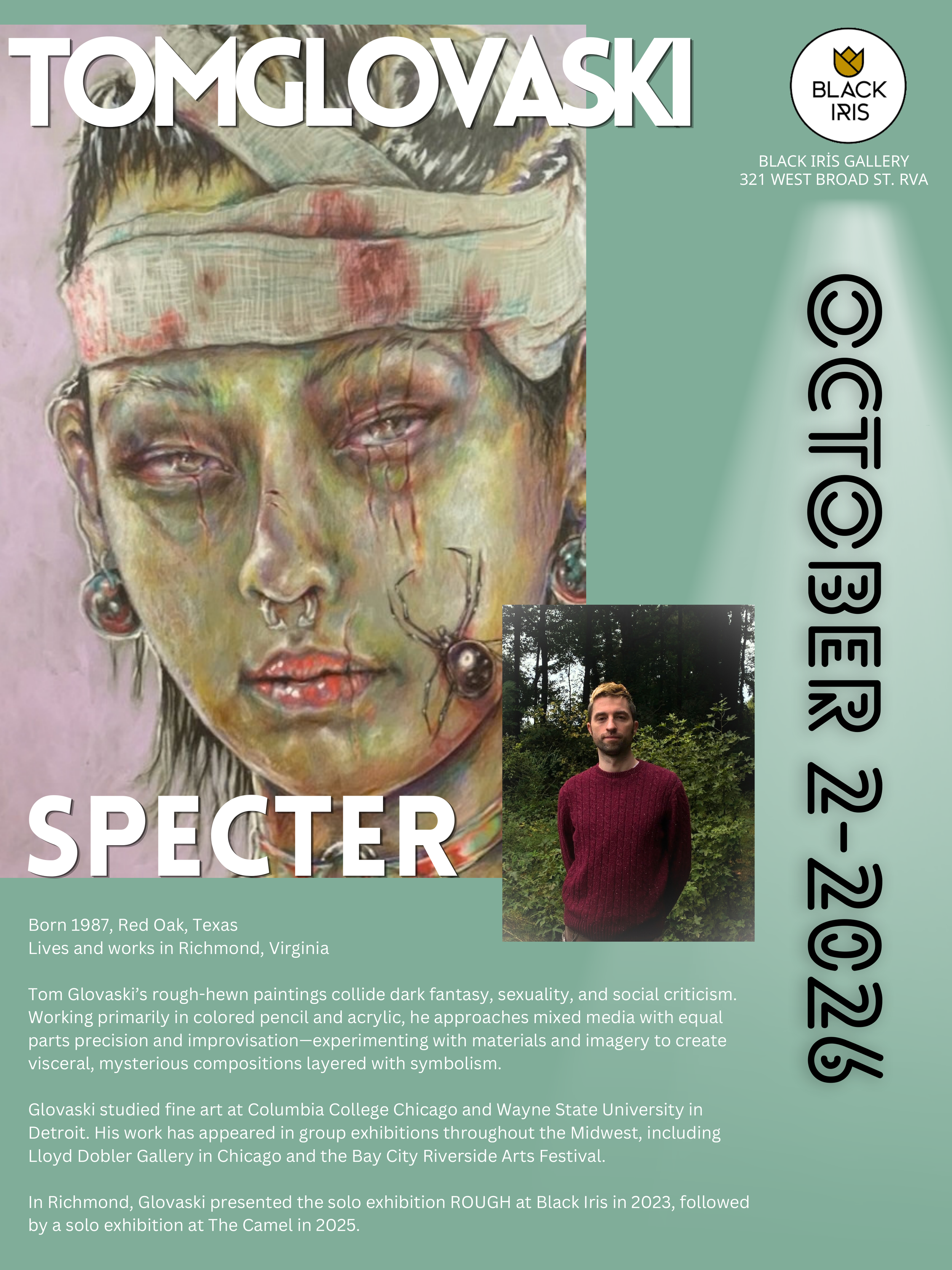 Tom Glovaski, Specter exhibition poster at Black Iris Gallery