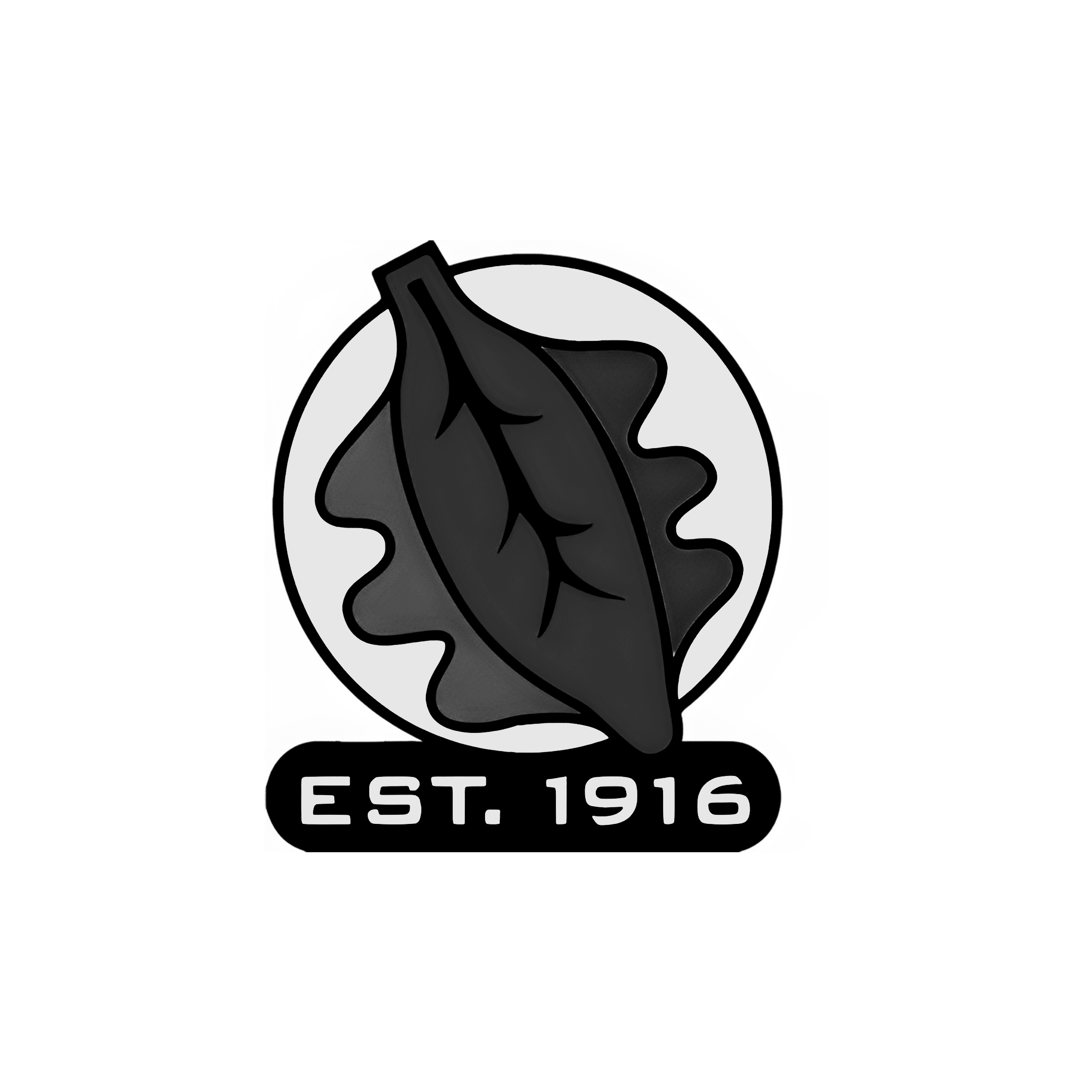 Black and white logo with a leaf design and the text 'EST. 1916' below.