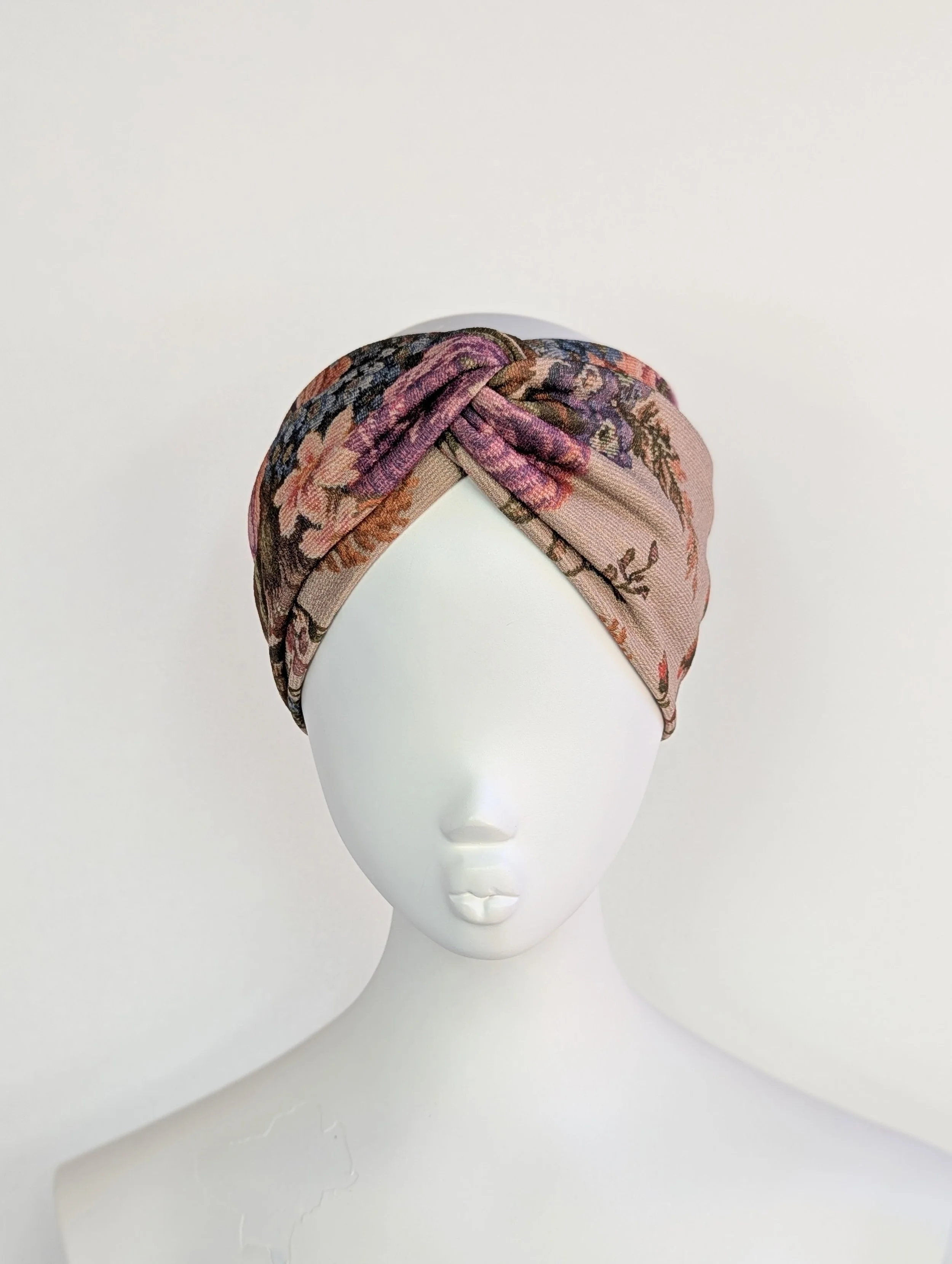 Floral Tapestry Wide Turban Twist Headband