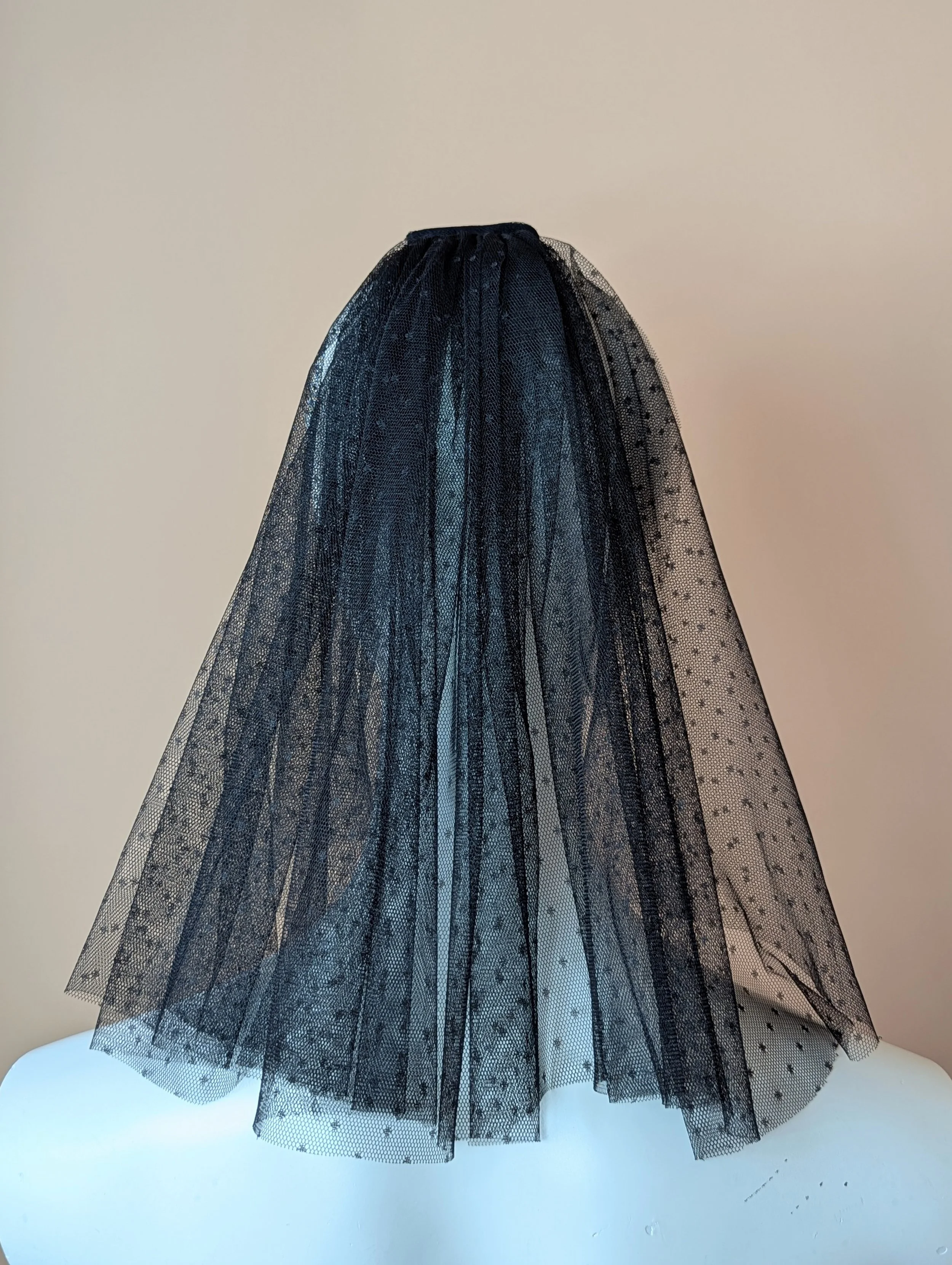 Black Gothic Dobby Spot Bridal Veil