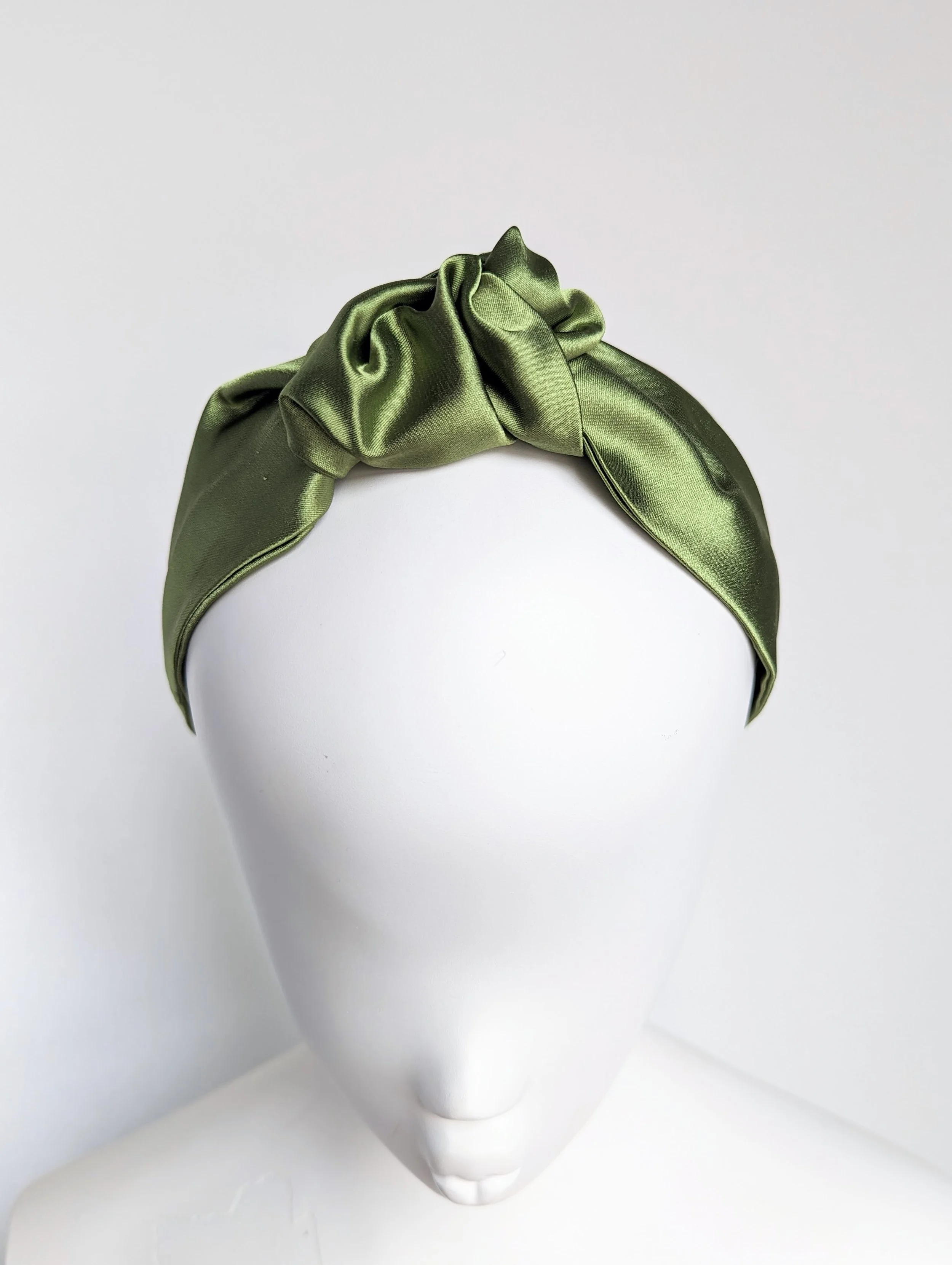 Green Luxury Satin Knotted Alice Band Headband