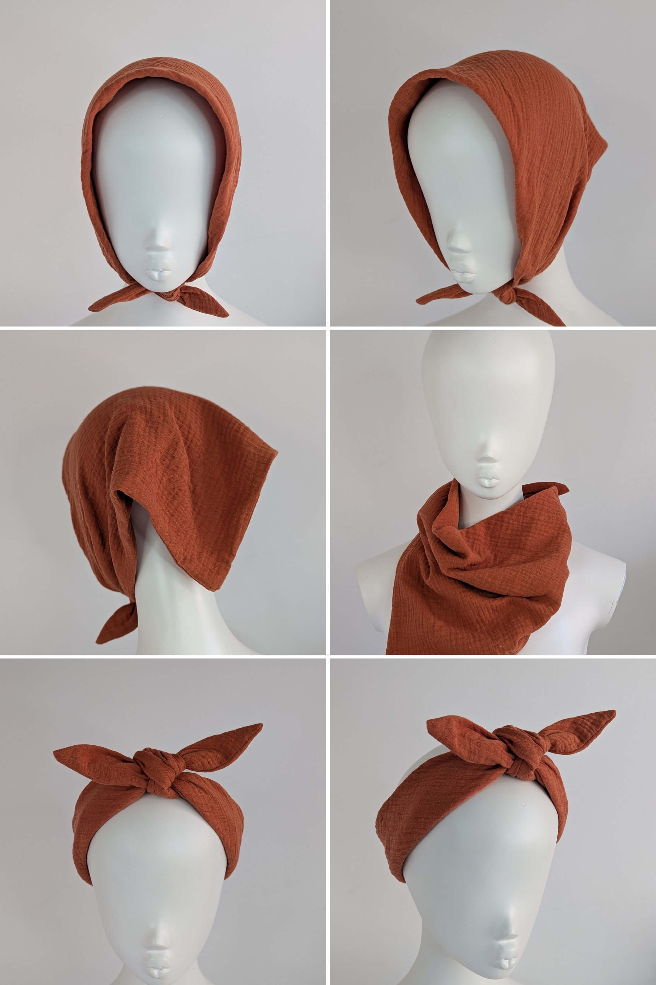 Rust Organic Cotton Triangle Head Scarf