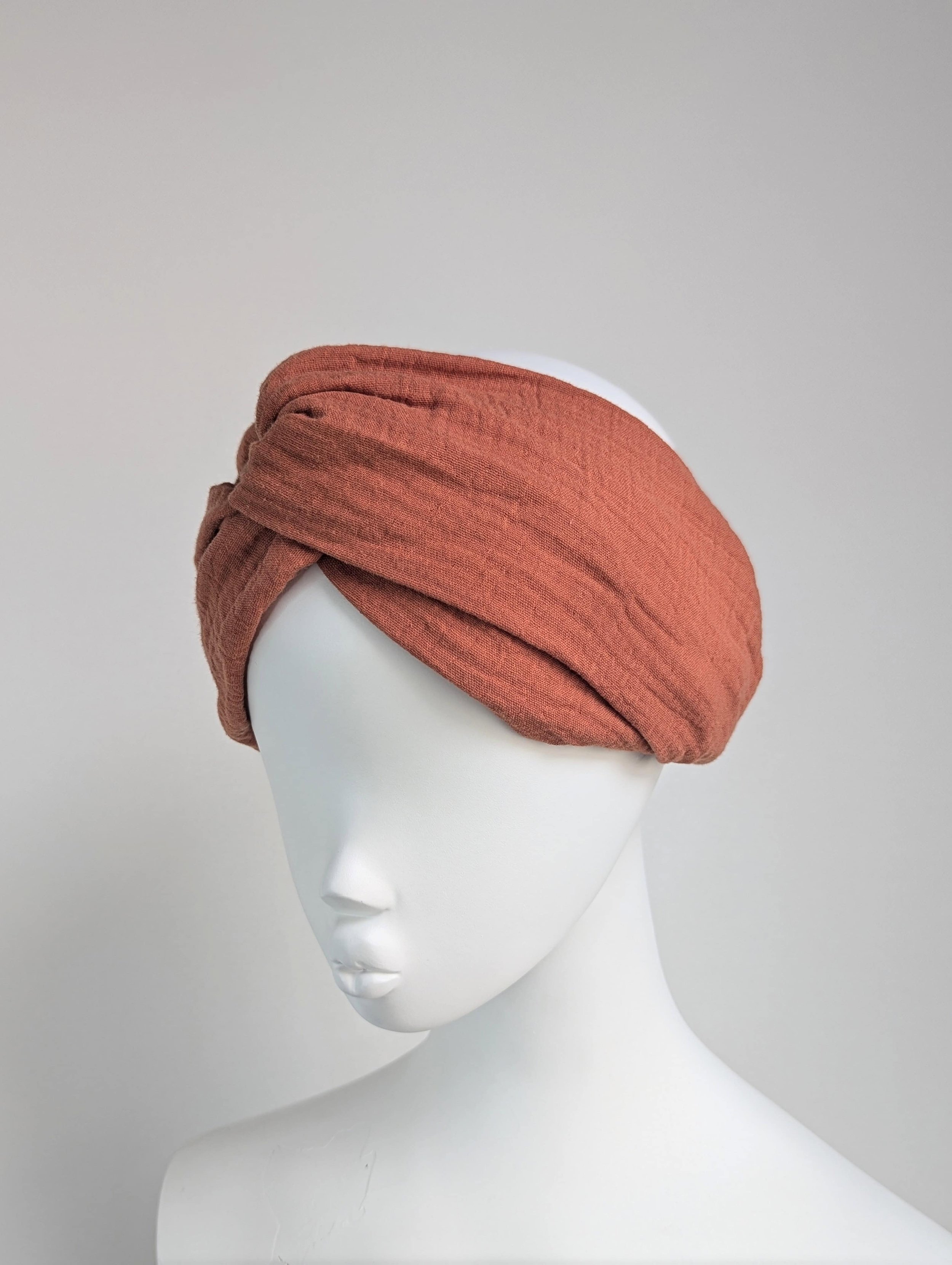 rust burnt orange cotton turban twist headband