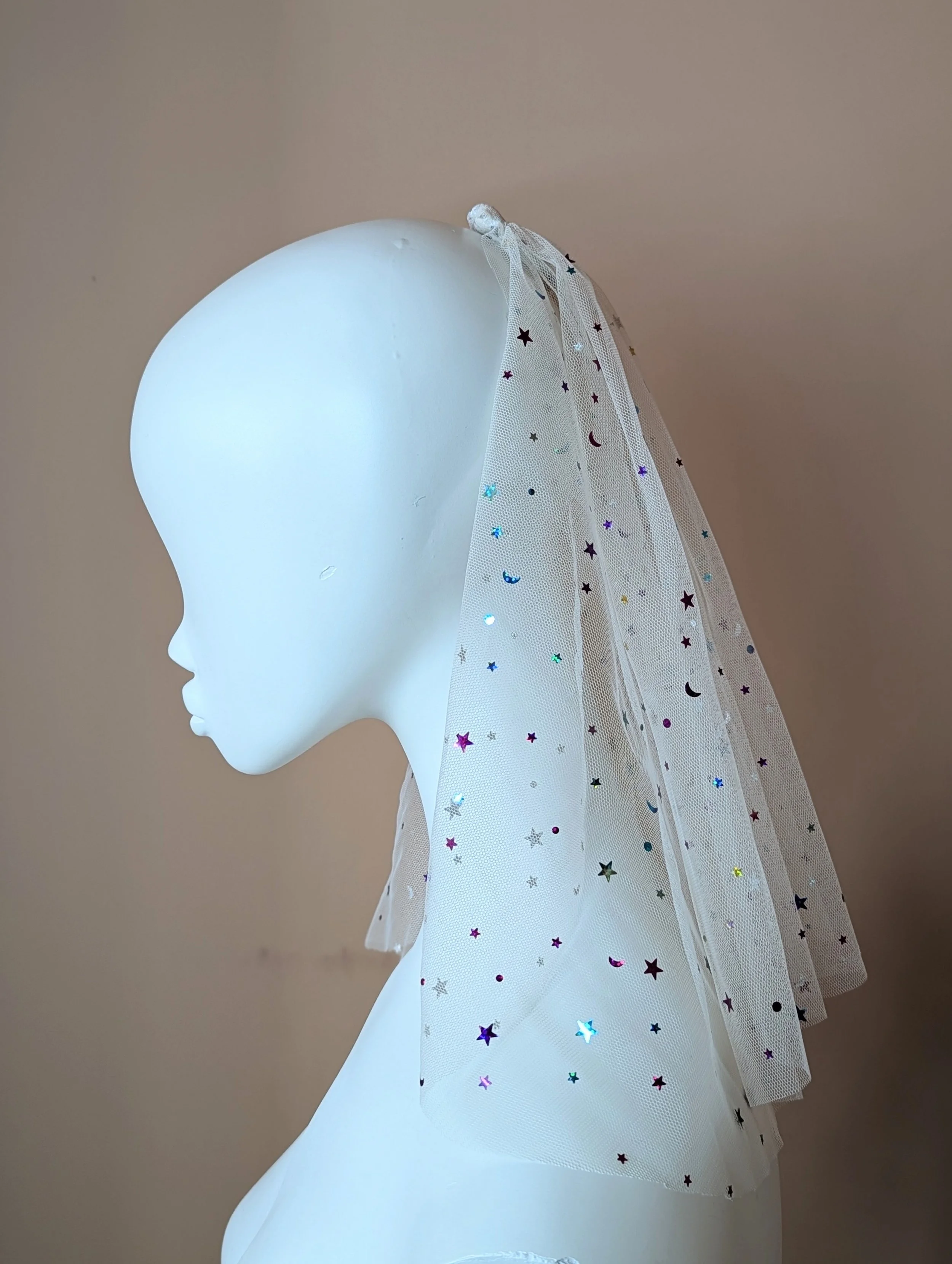 Ivory Celestial Moon Star Bridal Veil