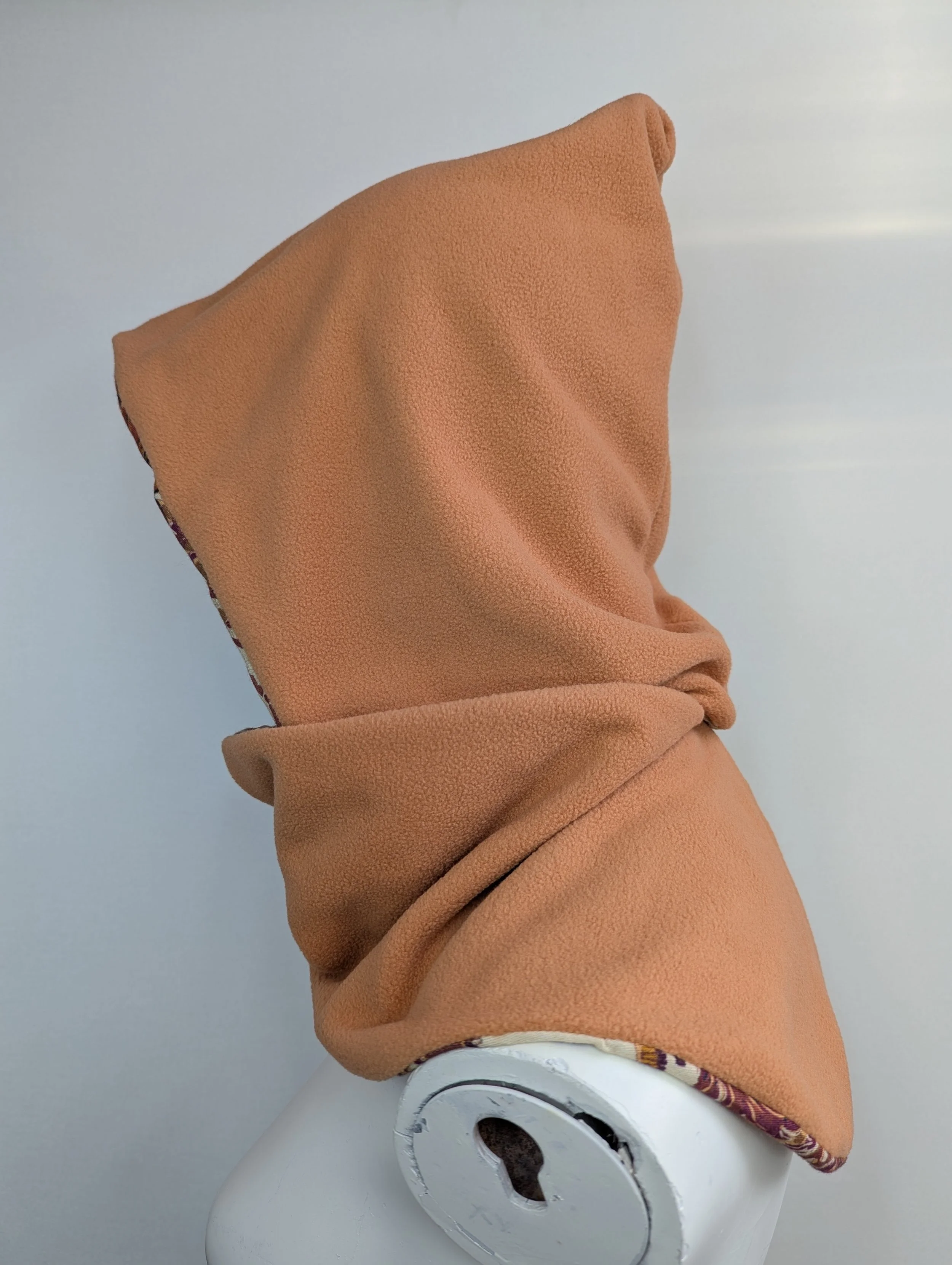 Peach Floral Aztec Print Pixie Hooded Scarf.16.jpg