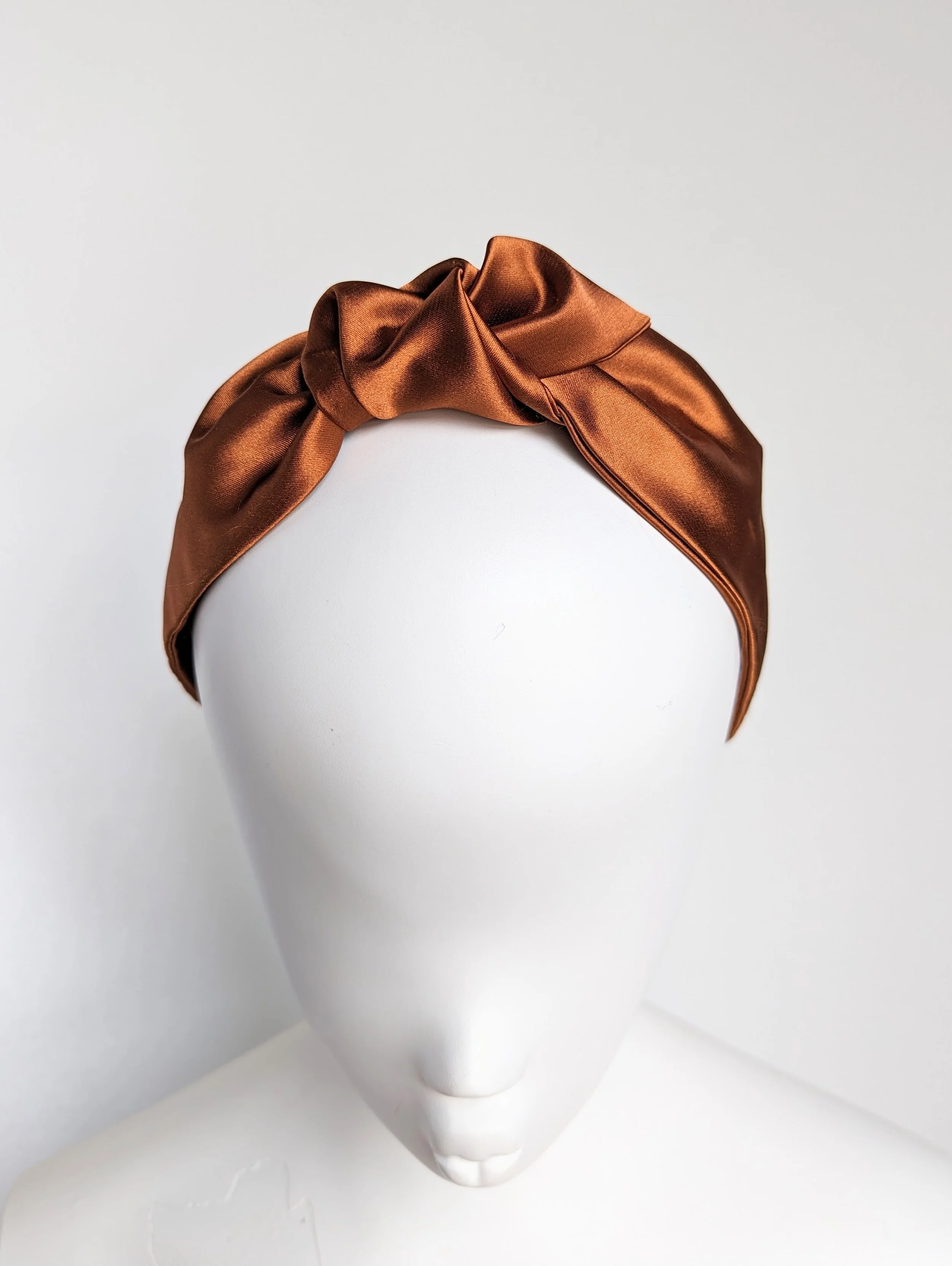 Rust Burnt Orange Luxury Satin Knotted Alice Band Headband