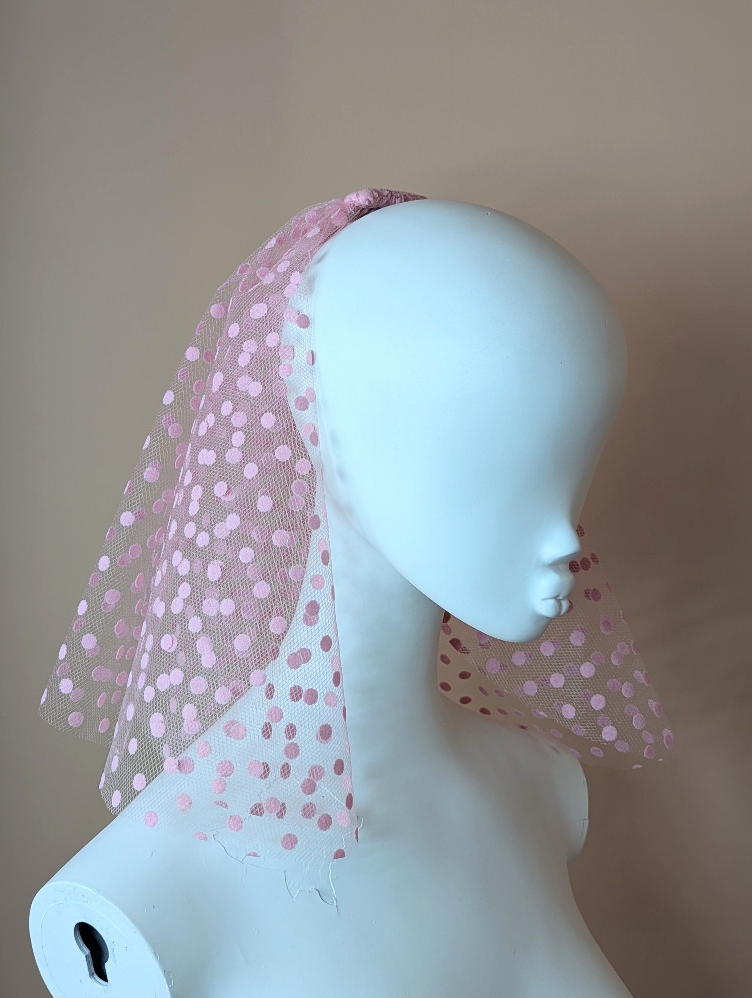 Pale Pink Polka Dot Bridal Veil