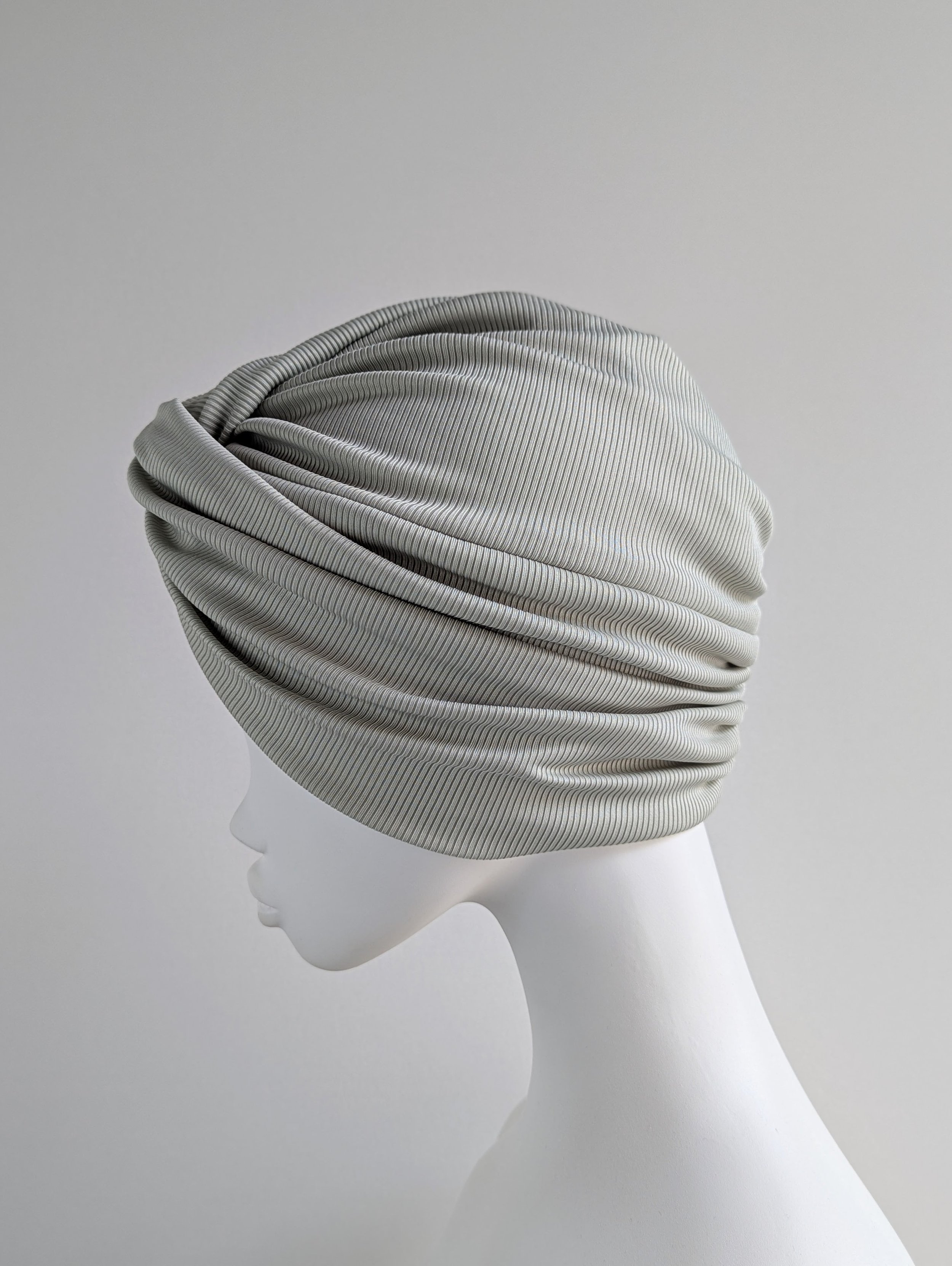 Pale Sage Green Ribbed Jersey Turban Hat