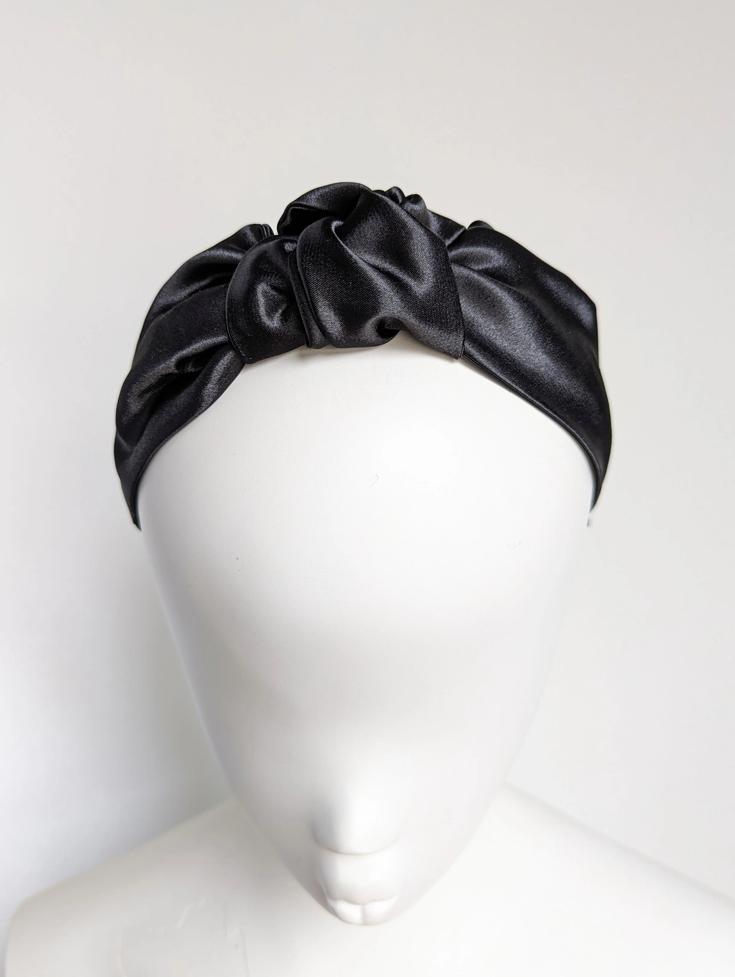 Black Luxury Satin Knotted Alice Band Headband