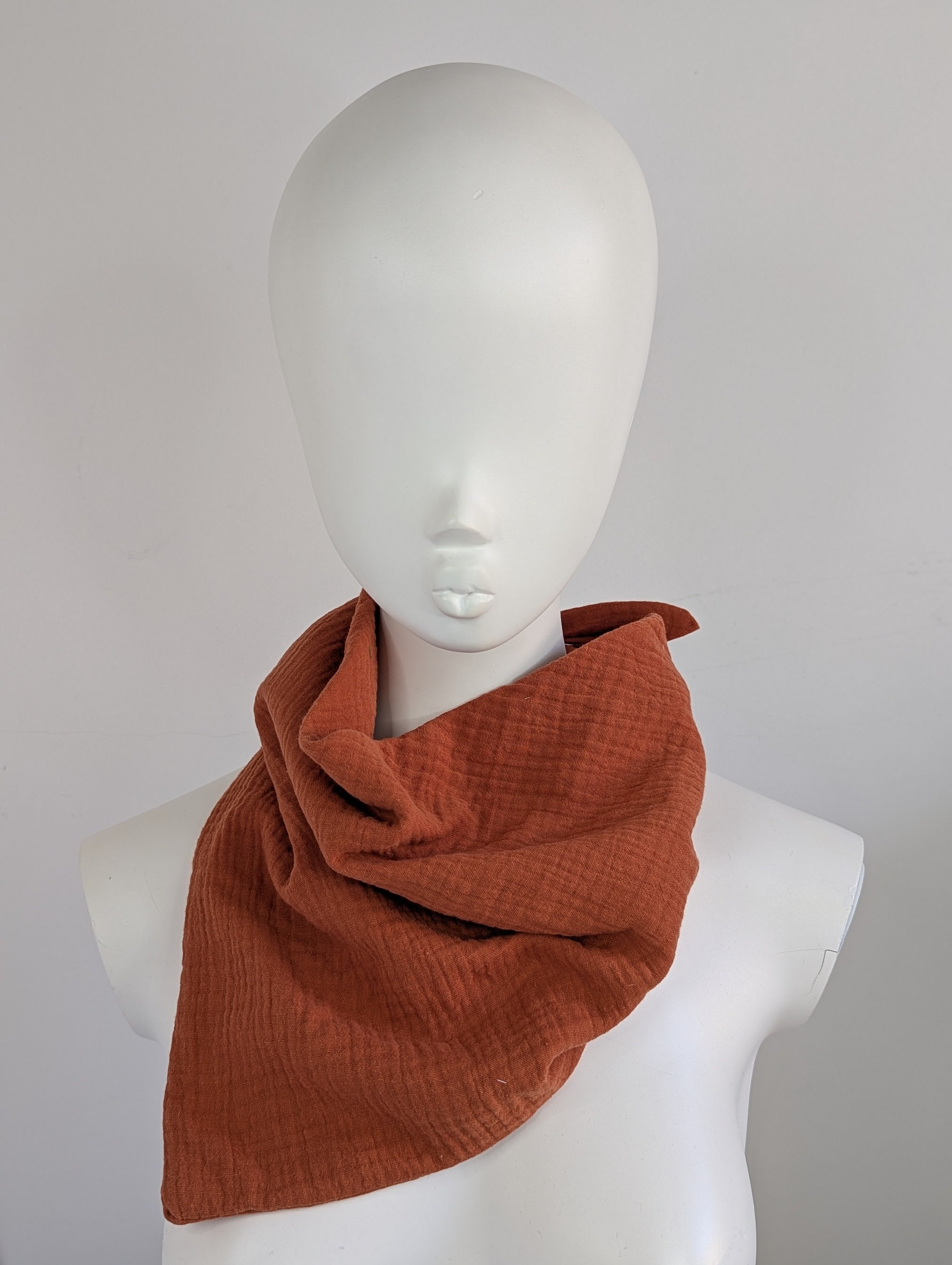 Rust Organic Cotton Triangle Head Scarf