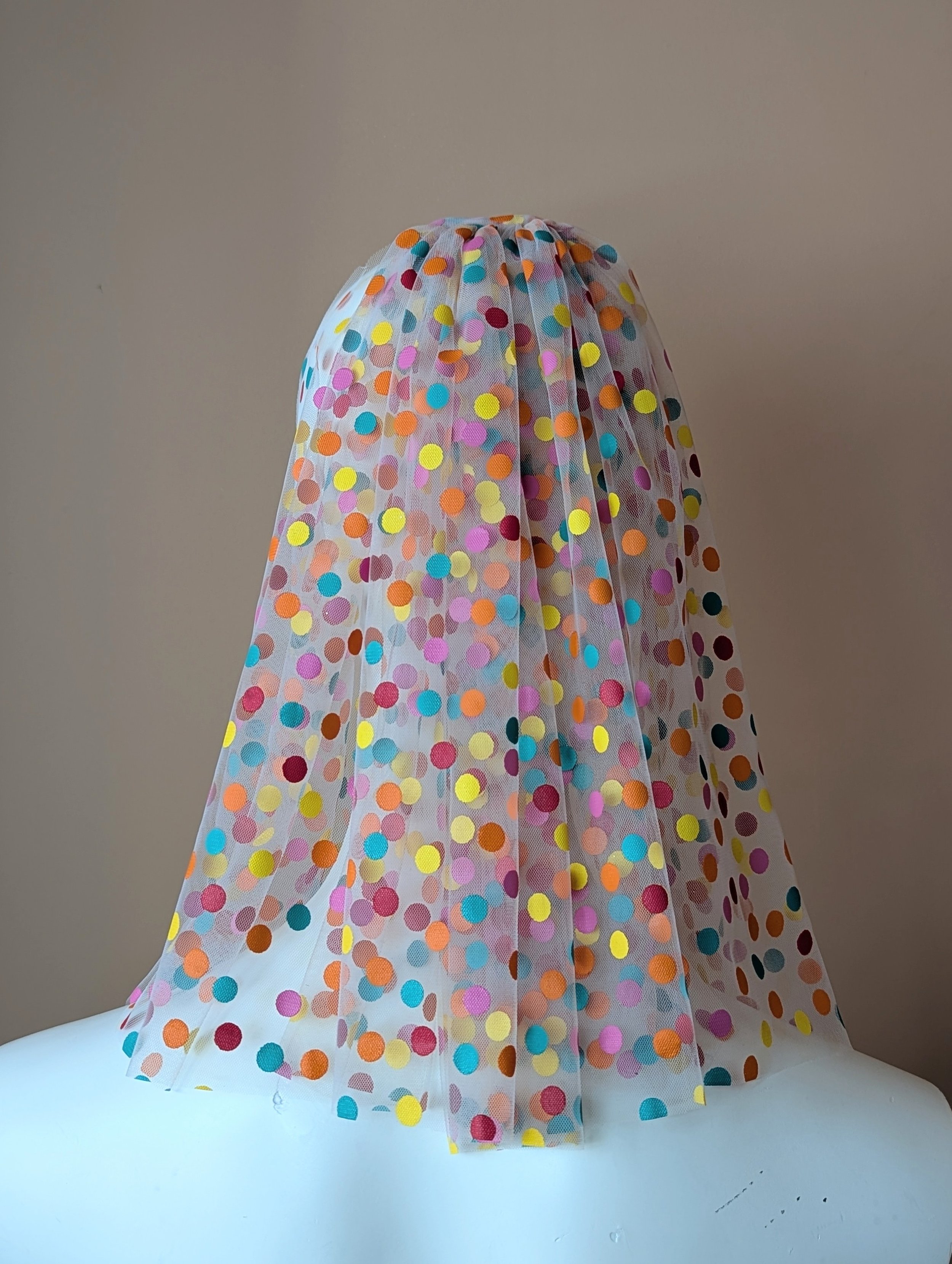 White Rainbow Polka Dot Bridal Veil