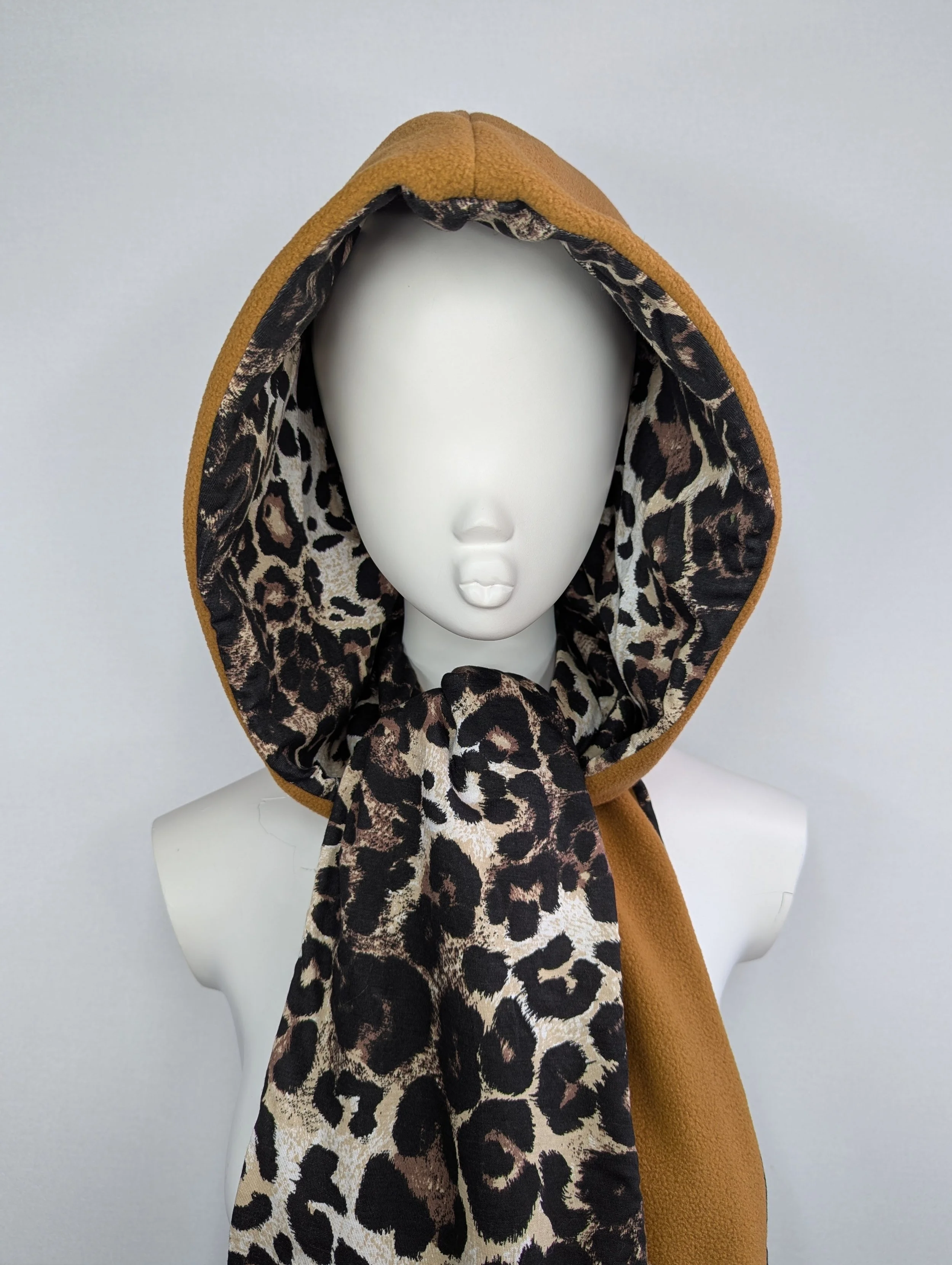 Camel Brown Hooded Pixie Scarf
