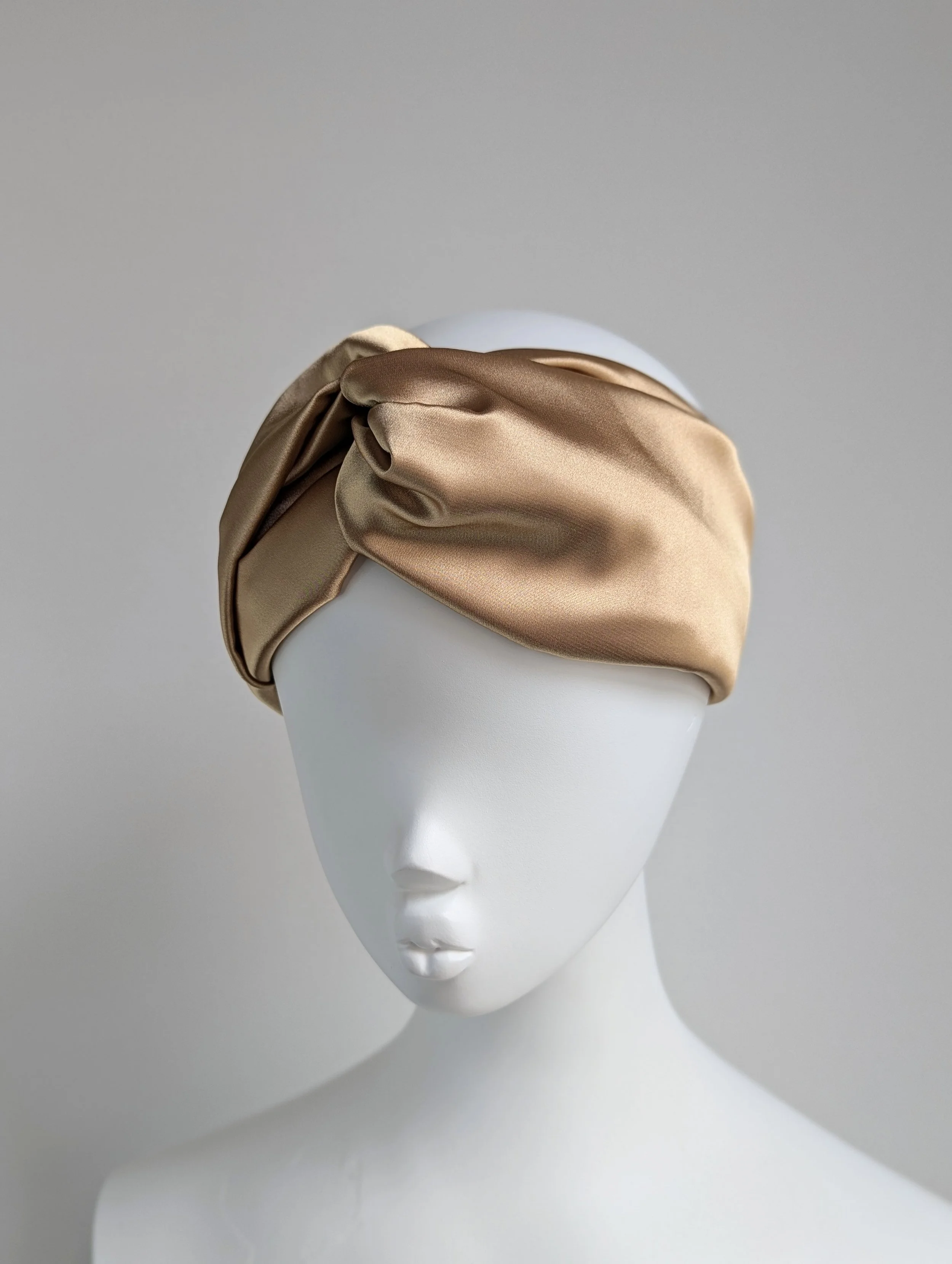 Antique gold luxury satin turban twist headband
