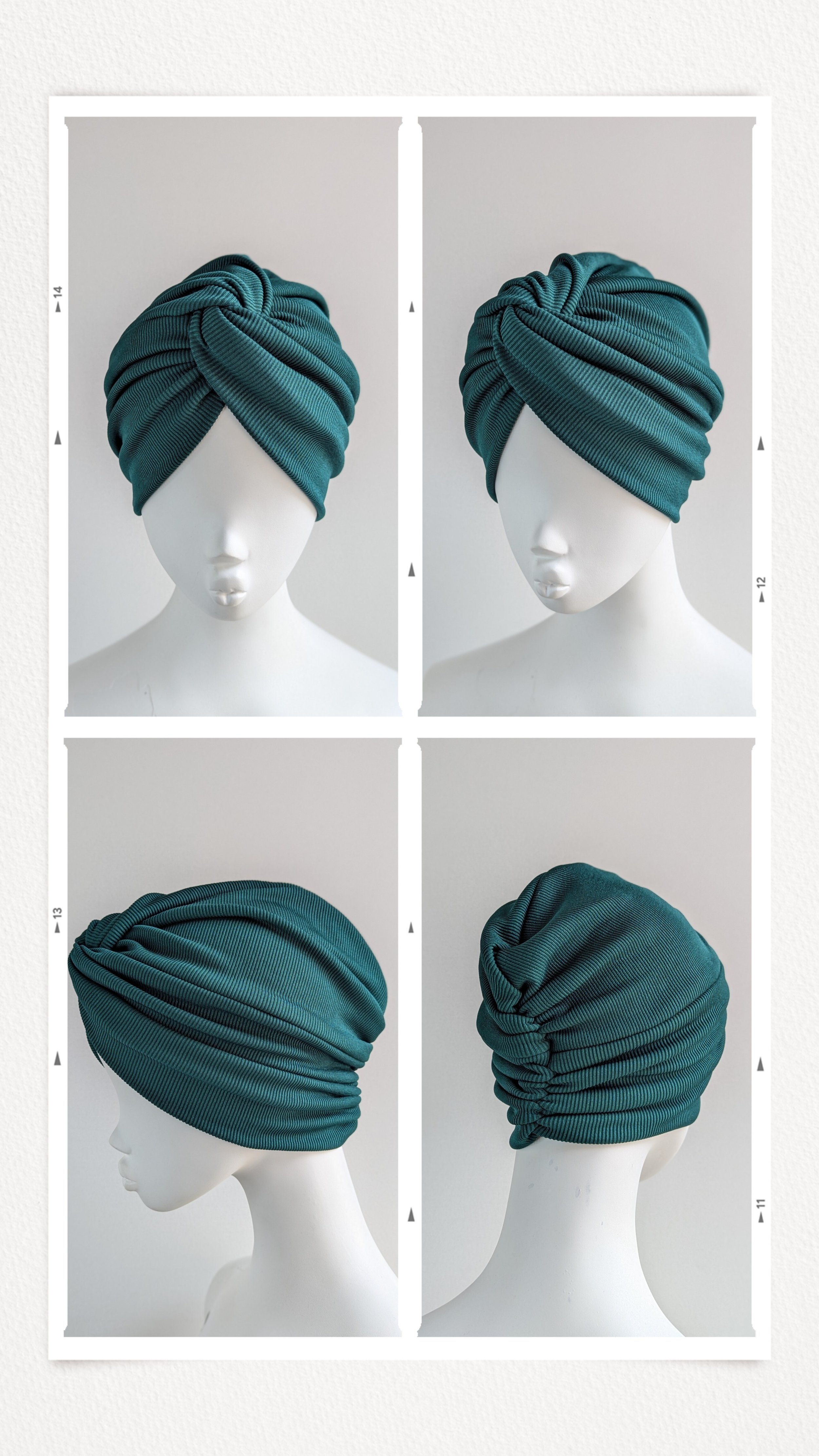 Dark Green Ribbed Jersey Twist Turban Hat