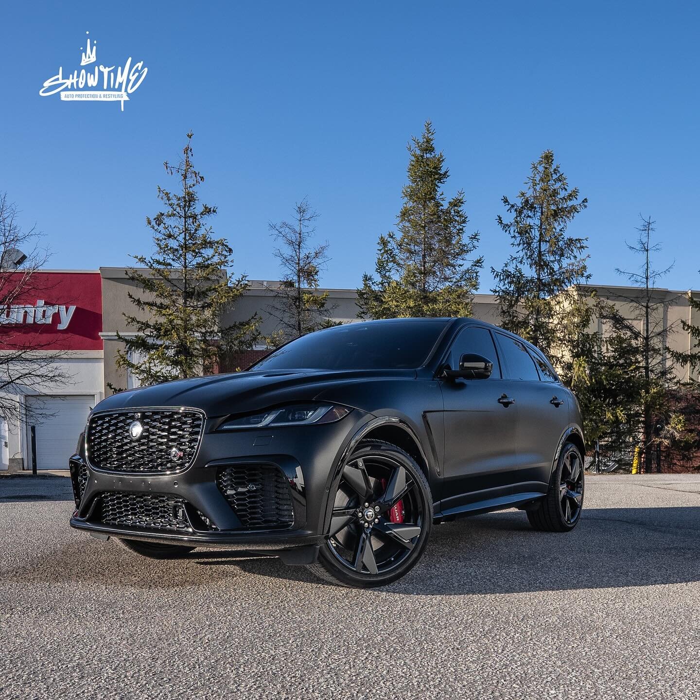 Jaguar F-Pace SVR Makeover Complete❗️

▪️3M Satin Black Wrap
▫️Suntek 35% Windshield 
▪️Layer Of Feynlab Ceramic Vinyl 
▫️Tinted PPF On Both Headlights &amp; Taillights 
▪️Feynlab Ceramic Wheel And Caliper On All Rims 

Interested In A Complete Colou