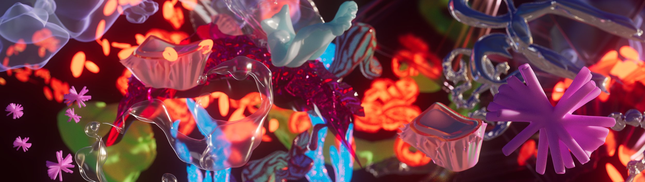 Close-up of Renderfruit digital artworks exhibited three times in Times Square, New York — large-scale LED screens and 3D motion design installations.