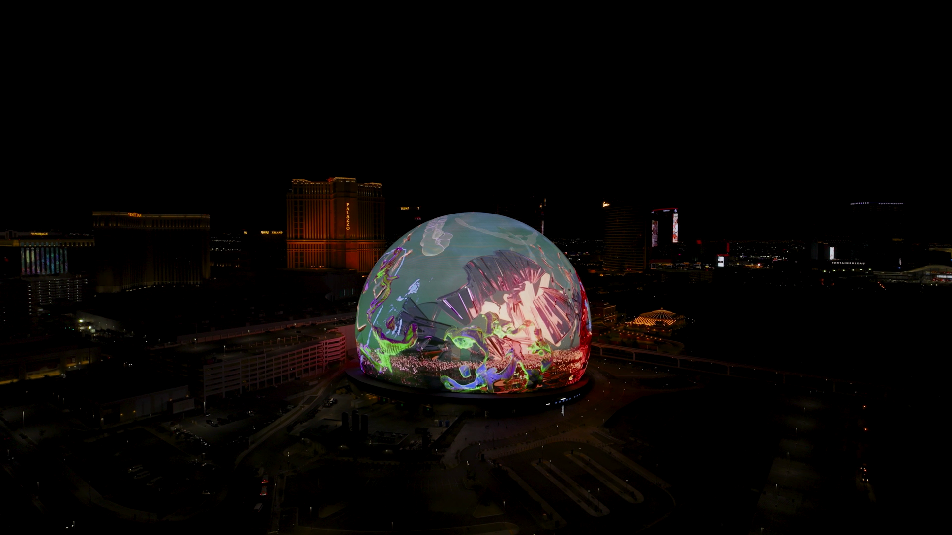 Digital art installation by Renderfruit exhibited on The Sphere Las Vegas