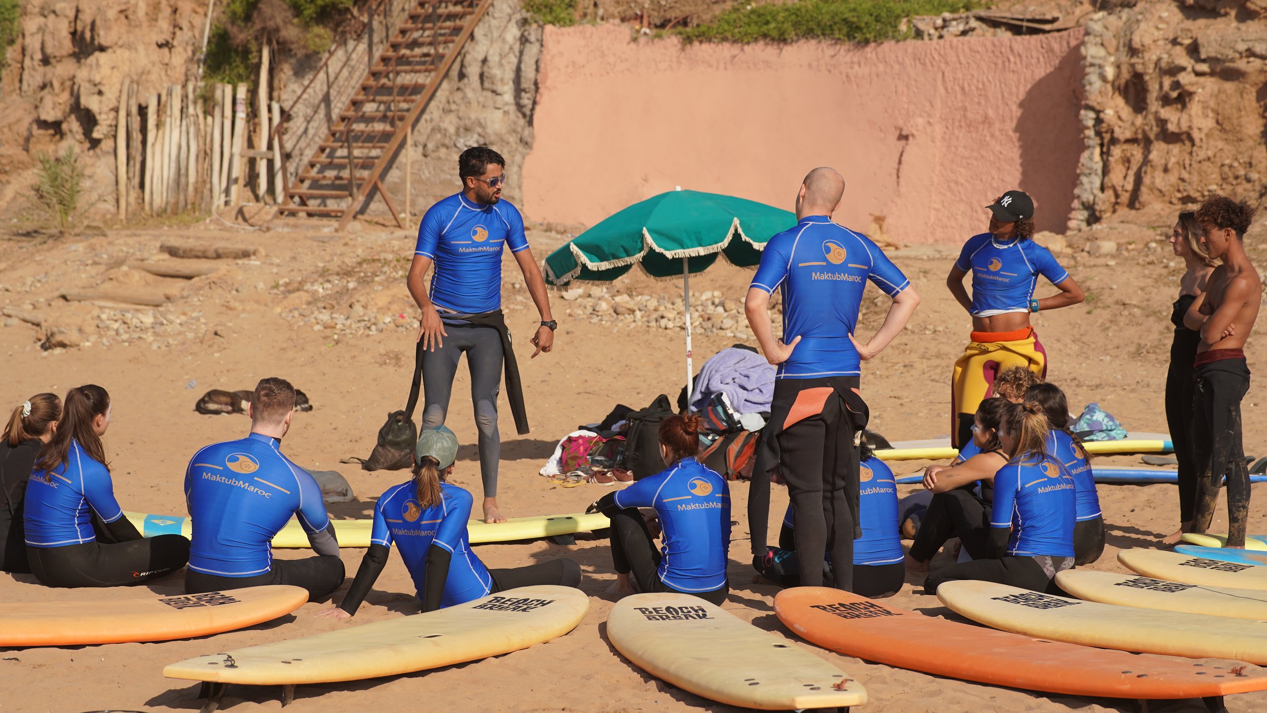 Group and private surf lessons near Aourir, Tamraght and Taghazout with beach lunch included