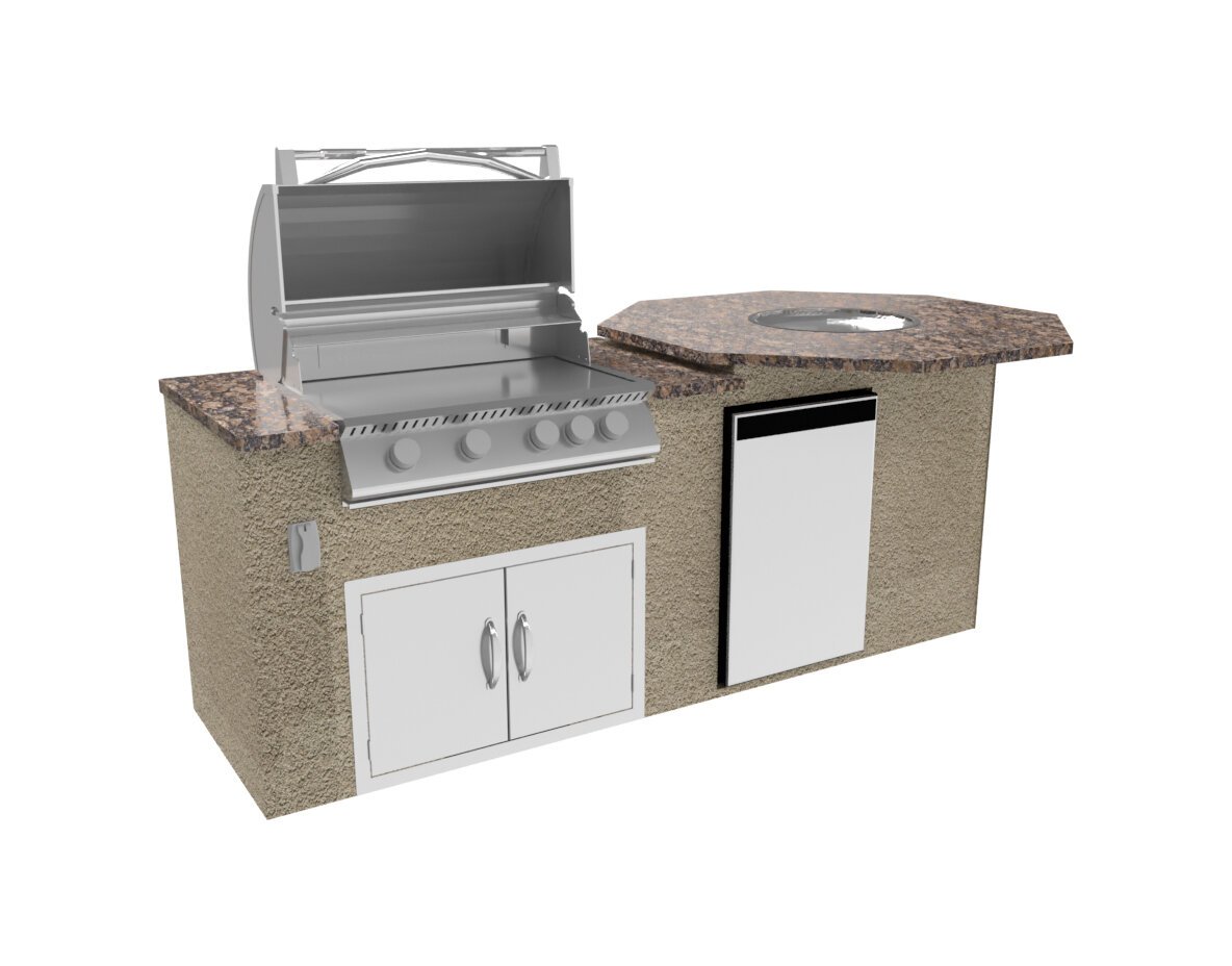 Inlet Island Outdoor Kitchen - Tan Stucco with Black Granite