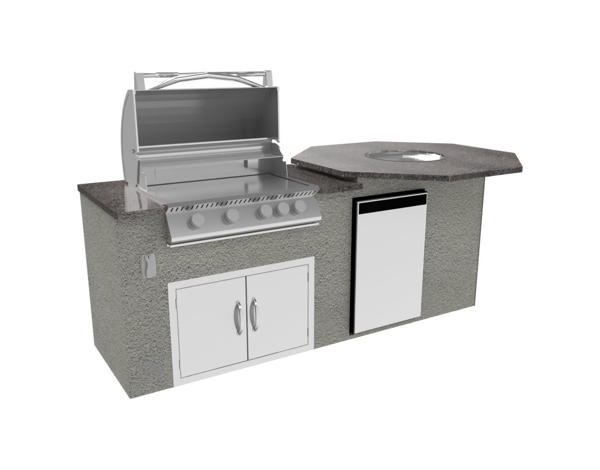 Inlet Island Outdoor Kitchen - Grey Stucco with Black Granite