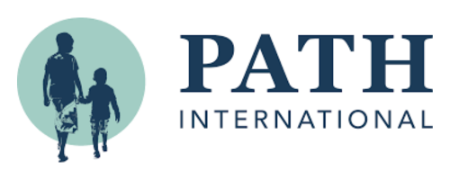 Logo for PATH International featuring silhouettes of an adult and child walking, with the text "PATH International."