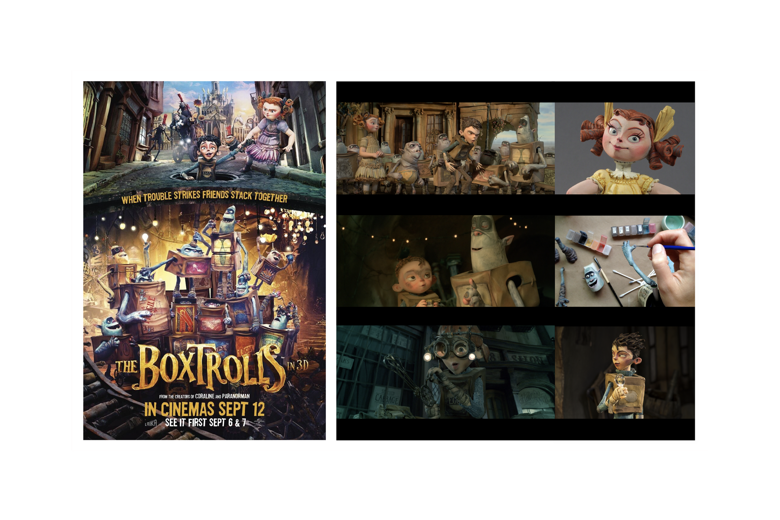 PAINT | LAIKA Studios | BoxTrolls: Paint Artist (puppets, characters). Oscar-nominated. The images above are promotional materials, film stills, and BTS shots. 