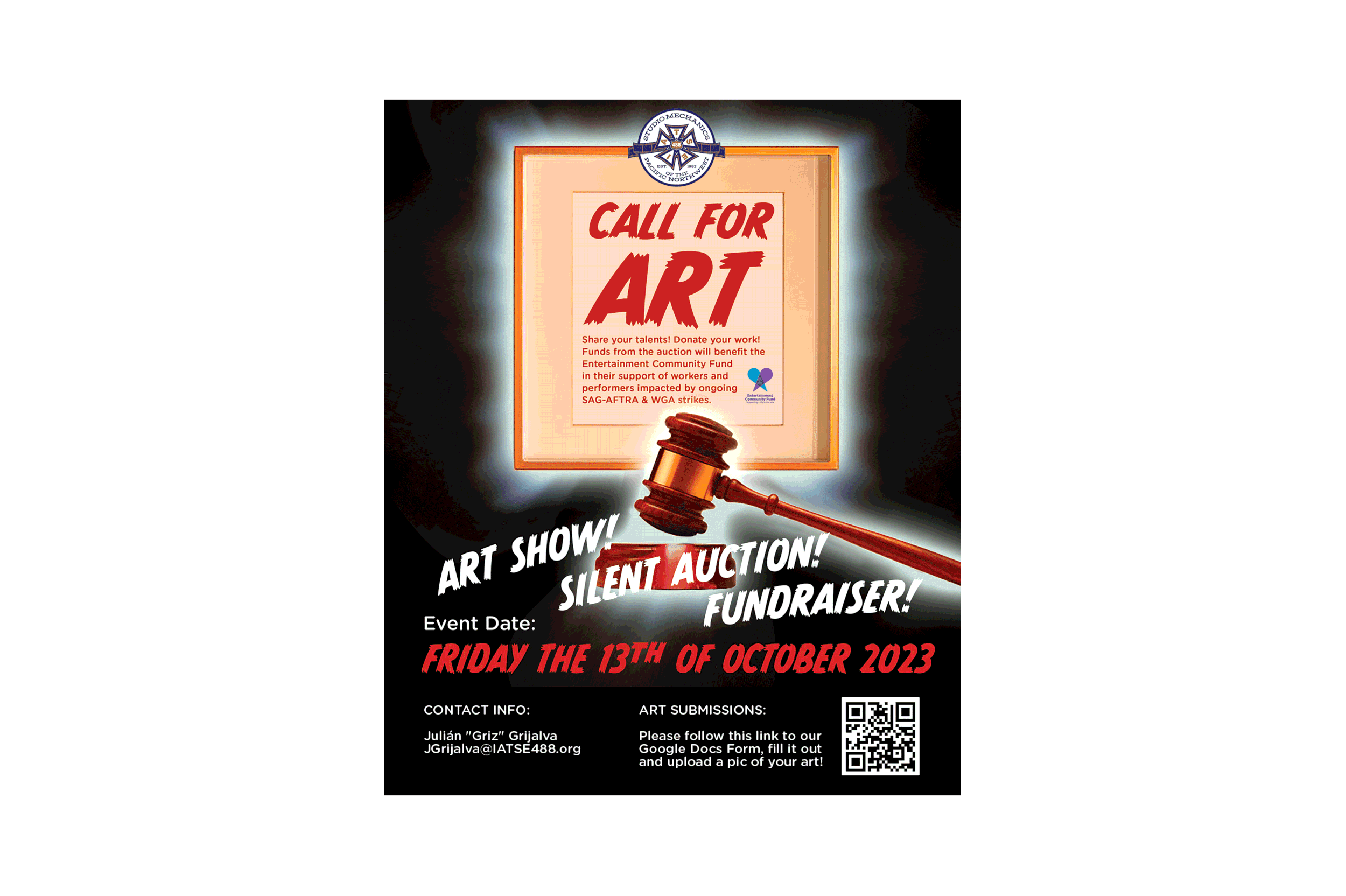 MOTION GRAPHICS | Poster design with animated GIF for an IATSE Halloween fundraiser.