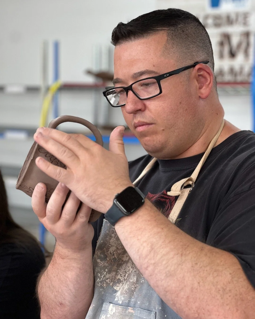 Bravo to everyone who joined us for our Slab-Building for Wheel Throwers class with Ros. We look very serious here, but don't let us fool you--we got down to work but we laughed a lot too. We learned to roll slabs by hand and using a slab roller, mad