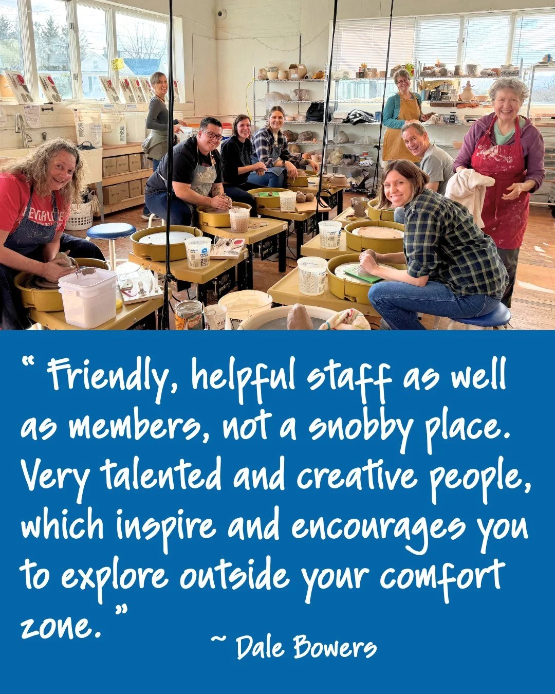 What a nice surprise to see this lovely review come in this week! Friendly, helpful, talented, and creative?? We're blushing... Thank you for the kind words, Dale, and we are so glad you're here!

#creativeclayhva #harrisonburgart #harrisonburgartist