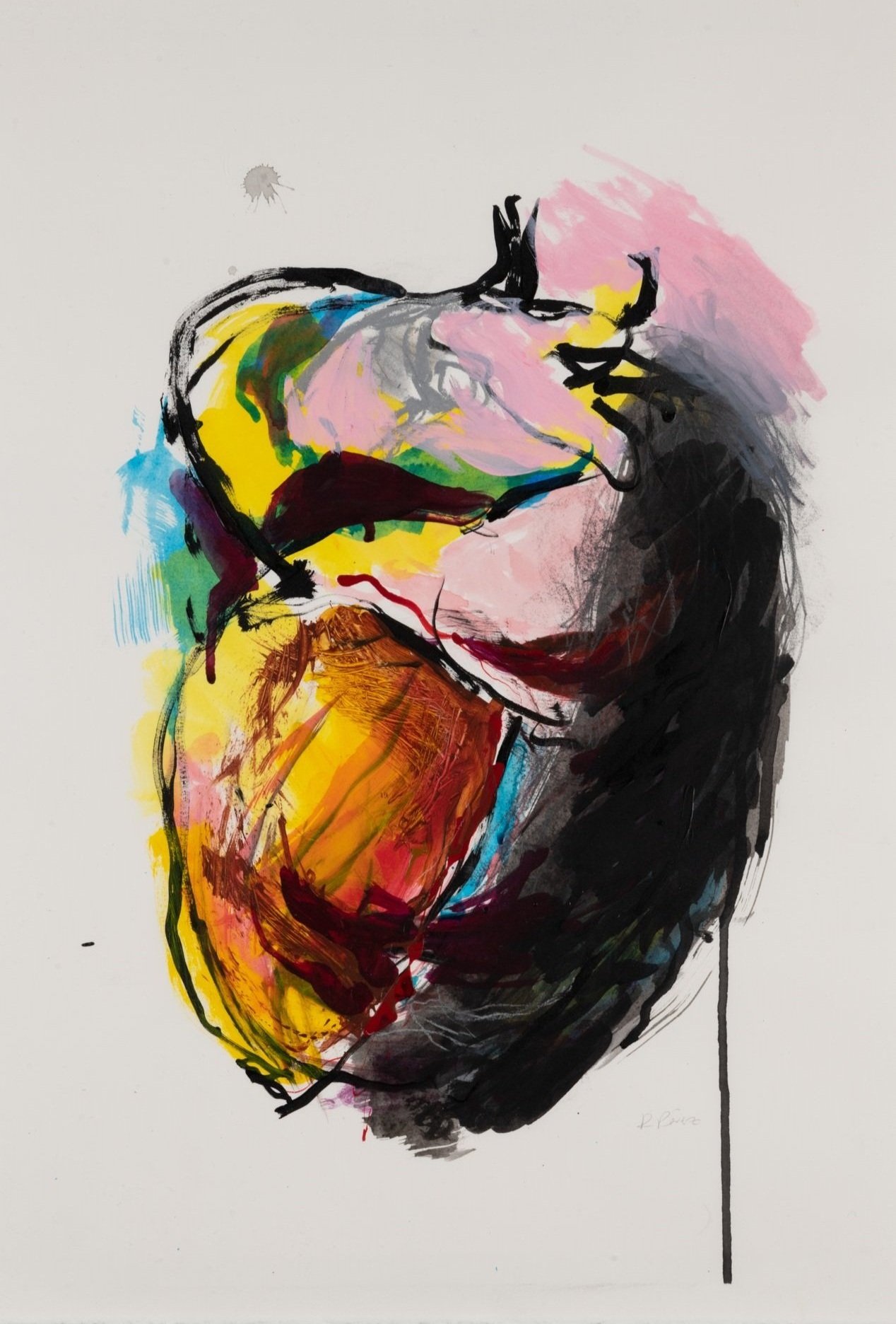 Waning Gibbous Heart. 15"x22" (Acrylic and ink on paper) 2021