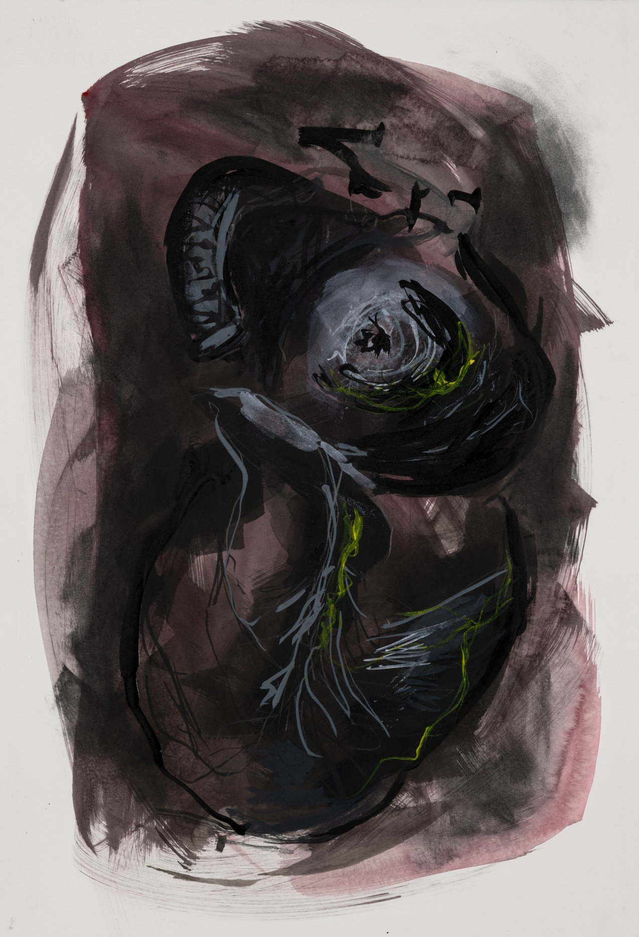 New Heart. 15"x22" (Acrylic, ink on paper) 2018