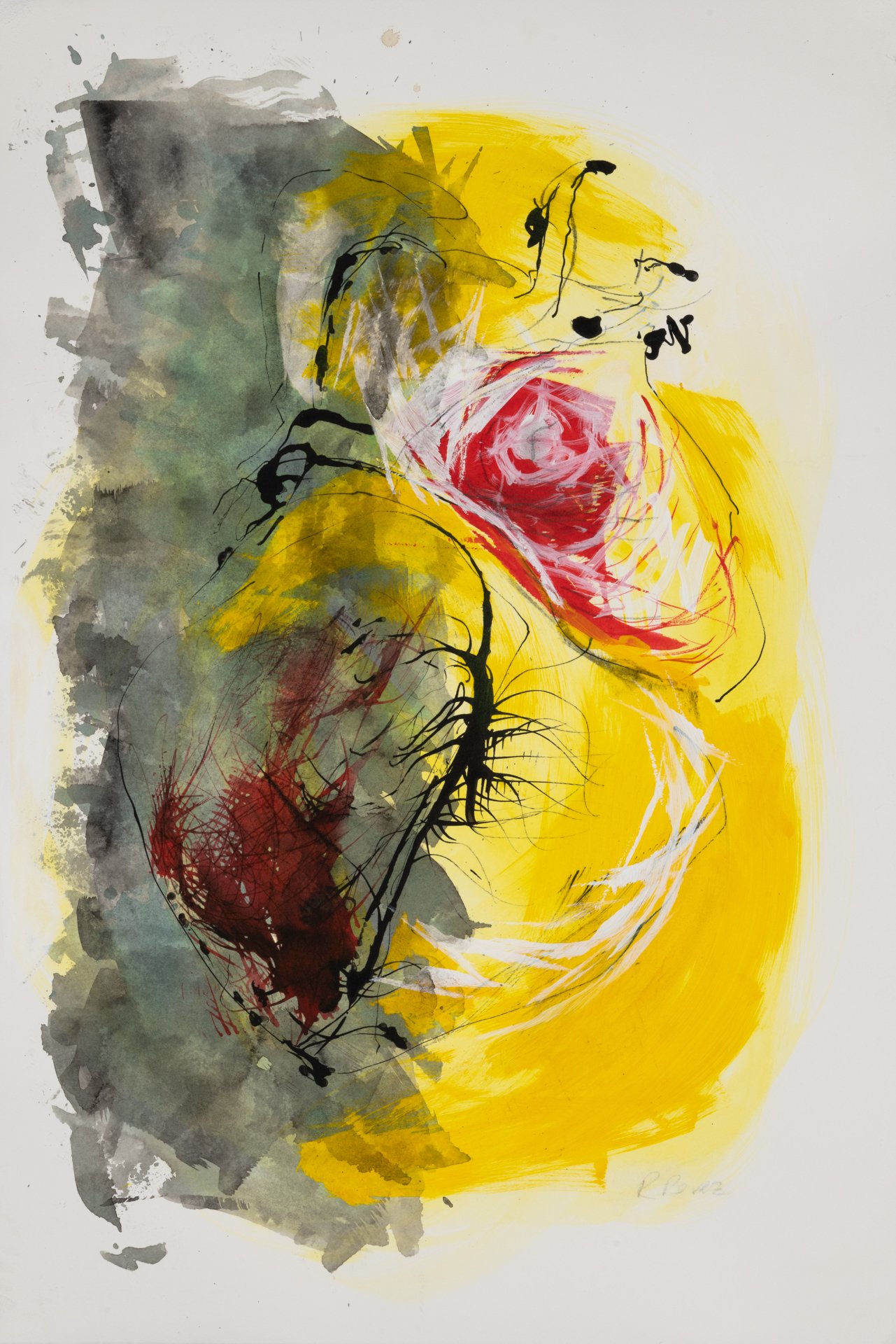 First Quarter Heart. 15"x22" (Acrylic, ink on paper) 2018