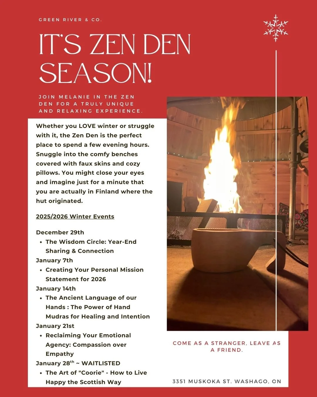 The Zen Den is the PERFECT winter escape.  Join me and a gaggle of amazing women. Spend a cozy evening, engage in interesting conversations and learn something new!

To register:  Click the link in our Insta BIO or for FB friends: https://gryc.heymar