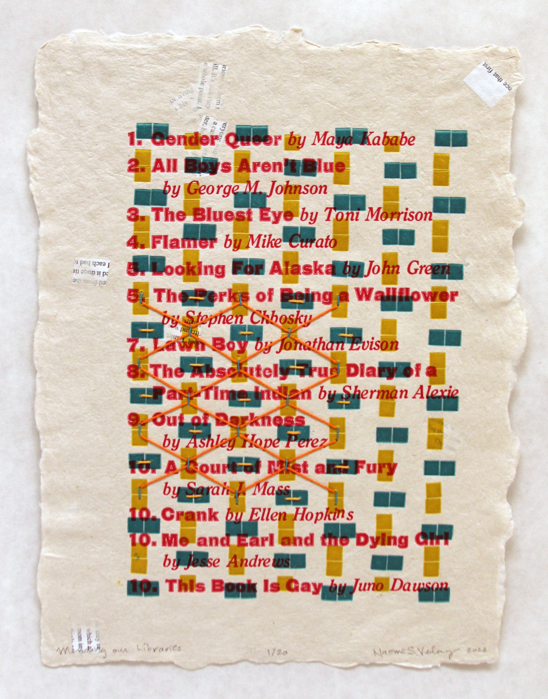 Mending our Libraries, 2023, Edition of 20, 12"H x 9"W