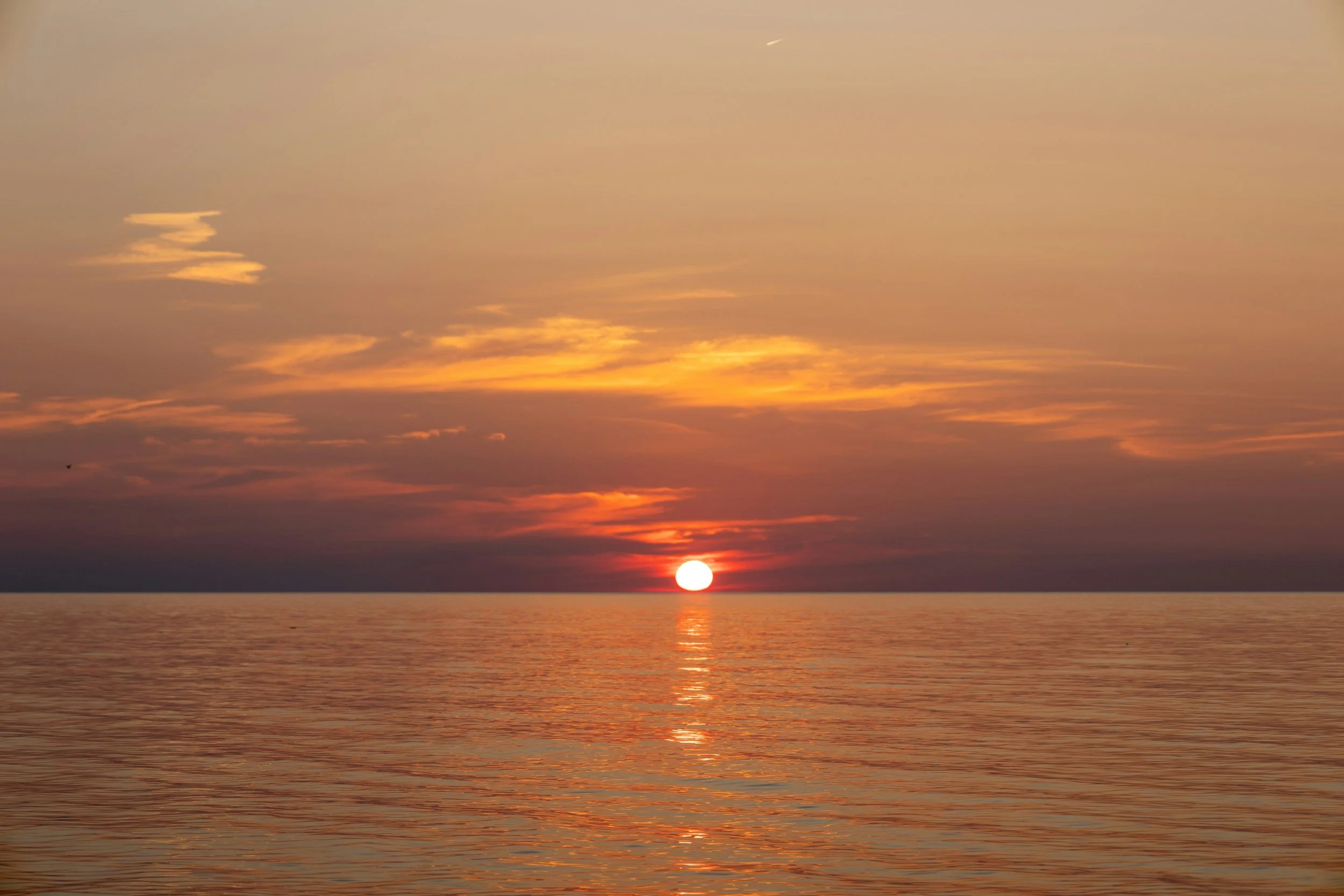 sunset reflecting on Lake Erie