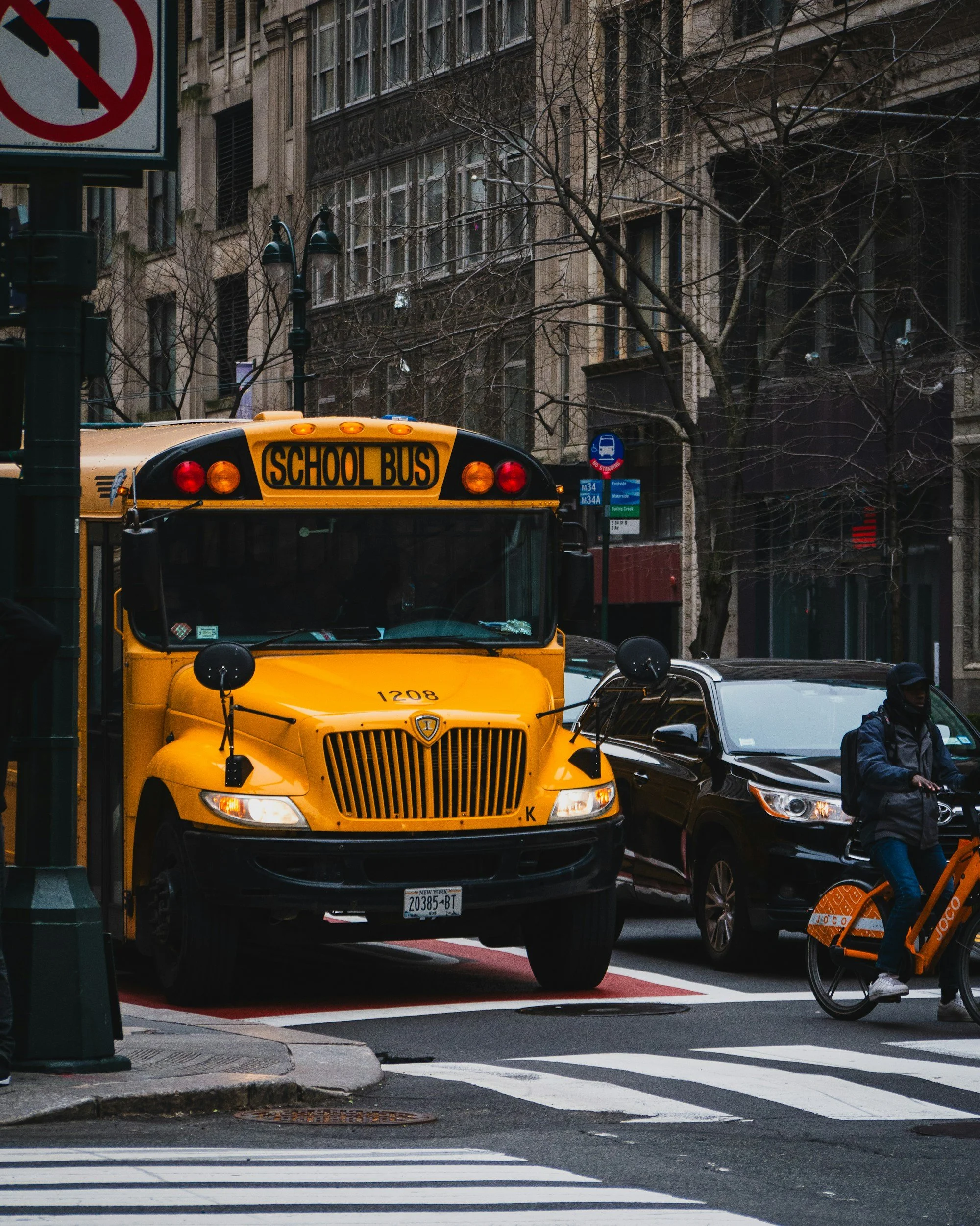 school bus on New York City street