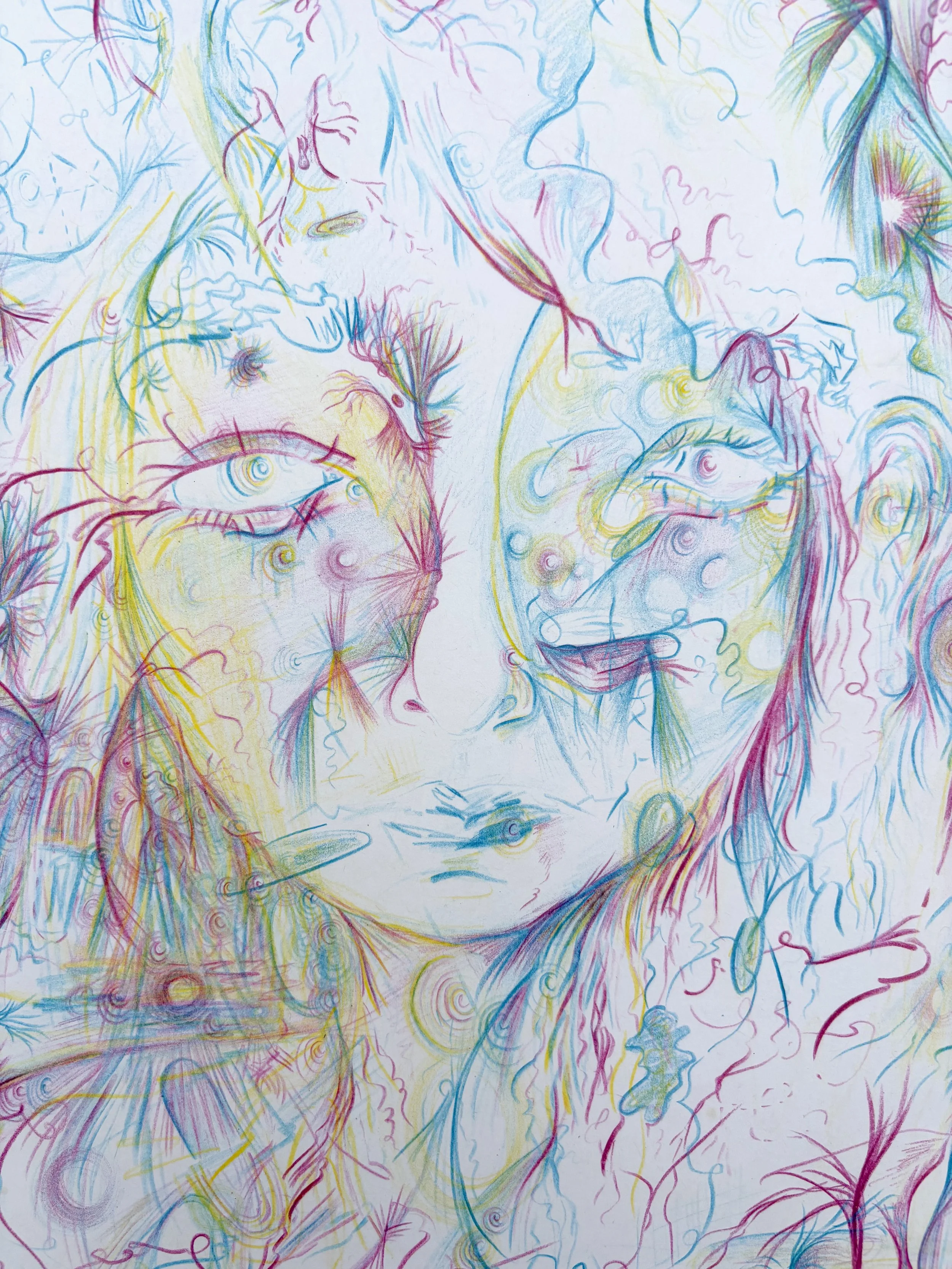 vibrant drawing of a peaceful facial expression by Nicole Javorsky