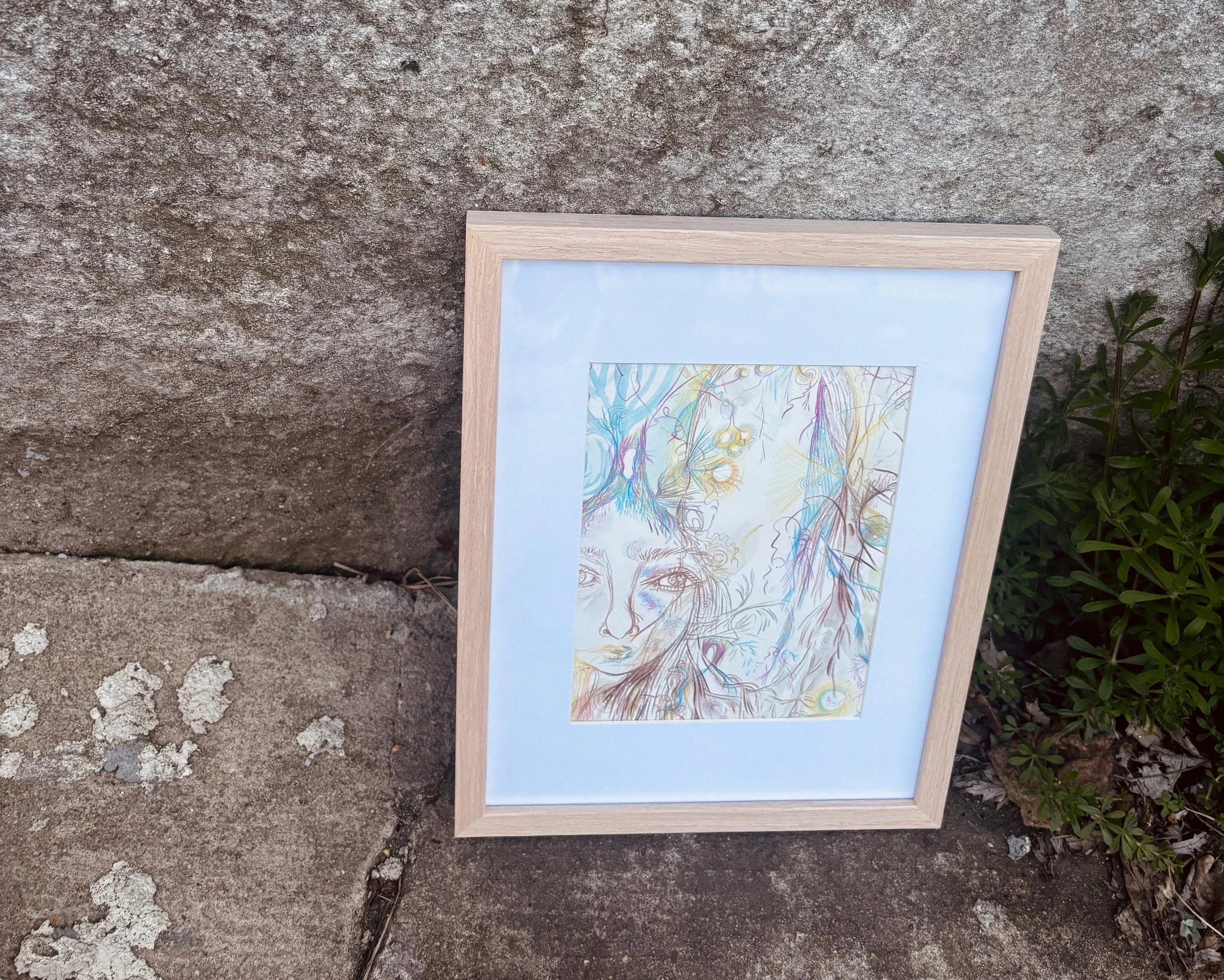 a view of Nicole Javorsky's framed artwork "The Only Way is Through" from above