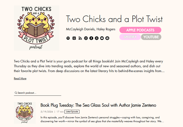 Podcast feature on: Two Chicks and a Plot Twist