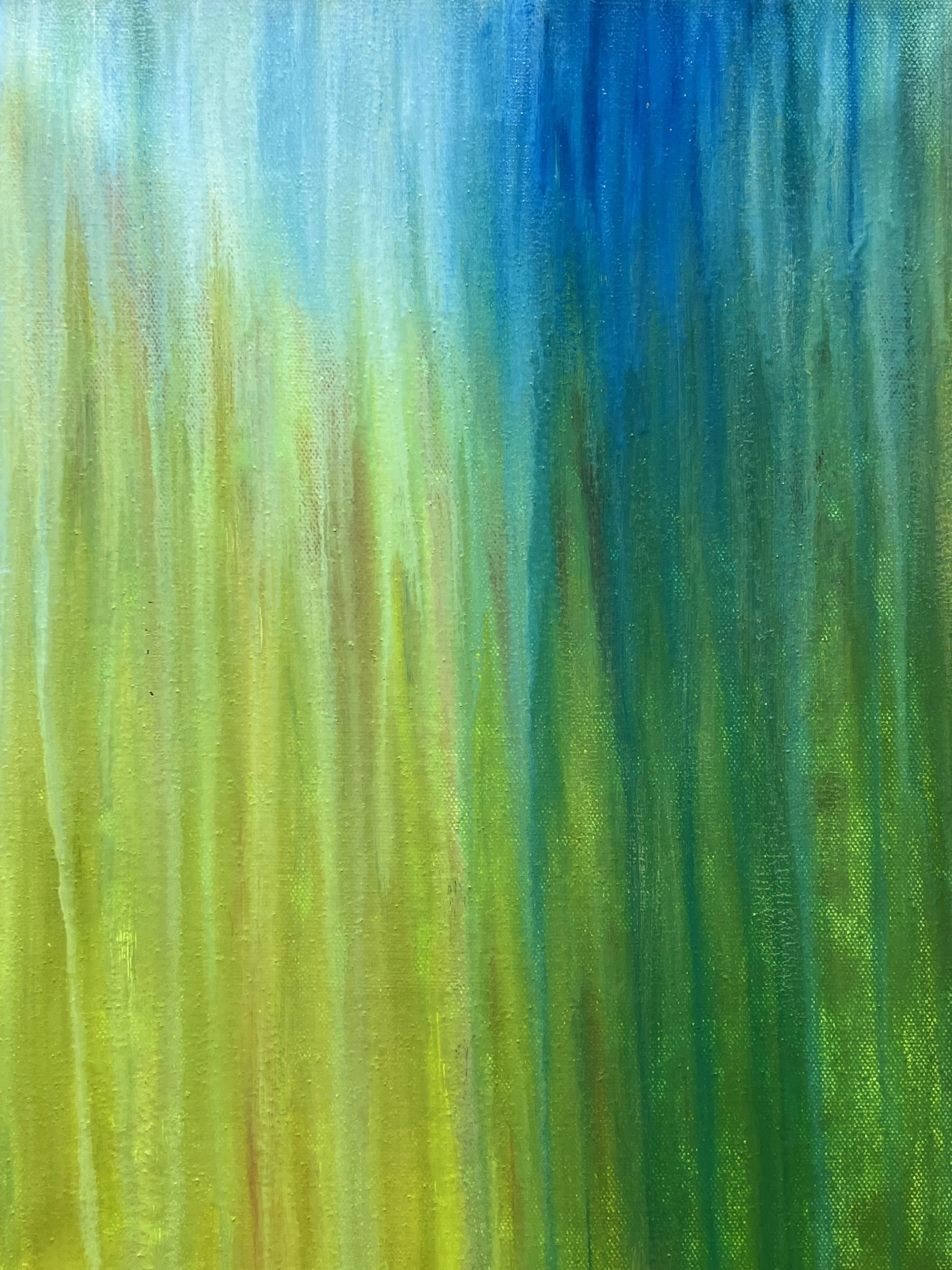 Rainy Backyard Enchantment II - oil painting by Rachel Brask 12x16inches