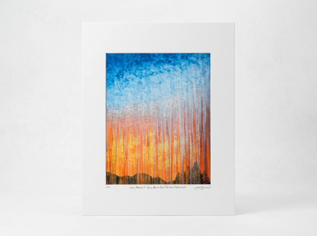 Limited Edition Print: Rainy Sunset on Distant Mountains