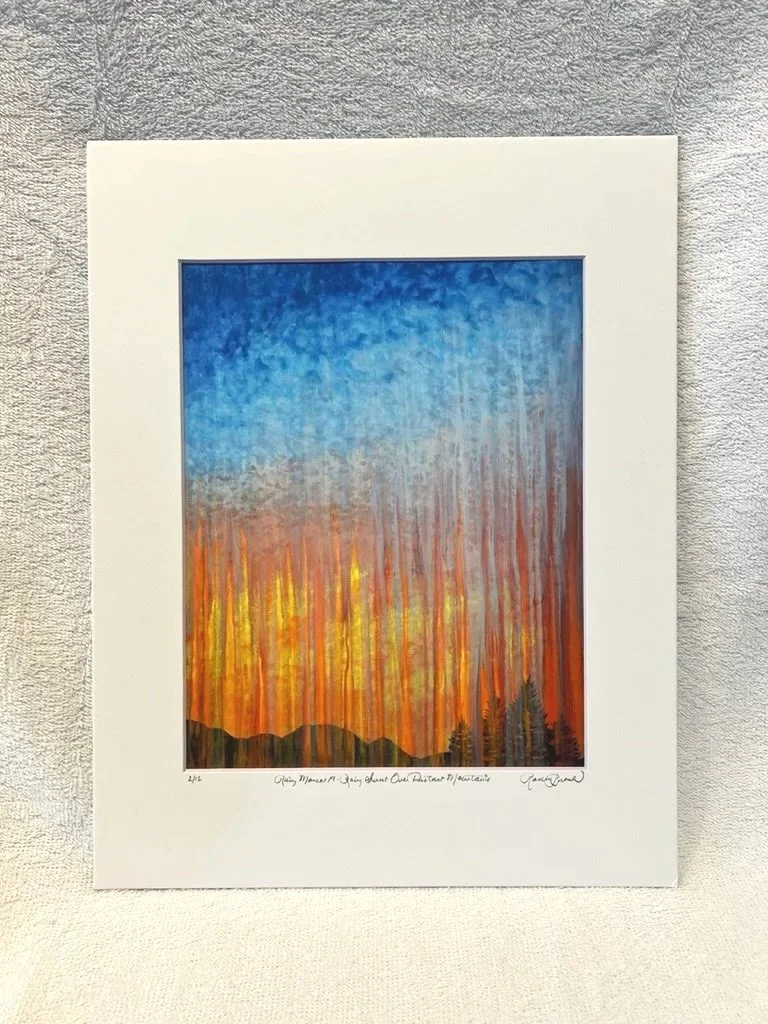 Limited Edition Print: Rainy Sunset on Distant Mountains