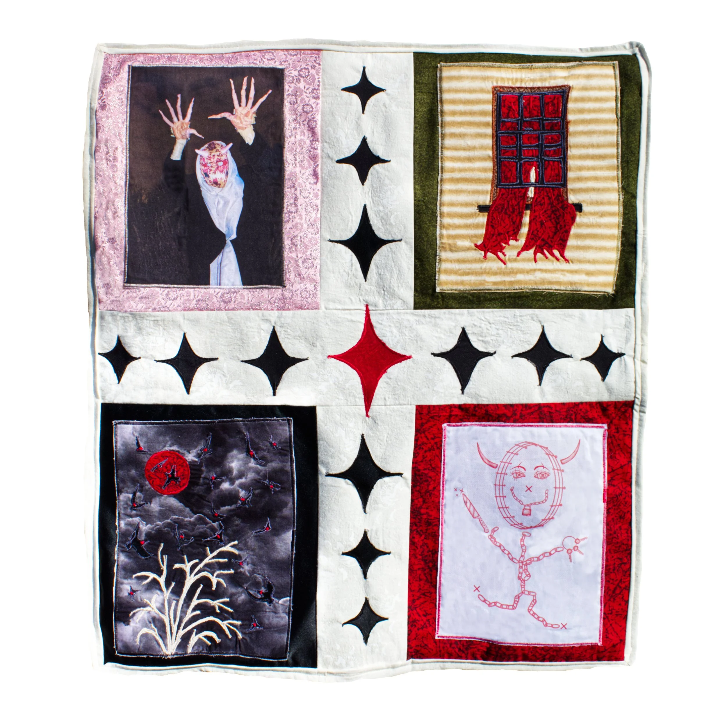 "Edge of Grace" 30"x26" fabric, thread, & inkjet prints on cotton 2025