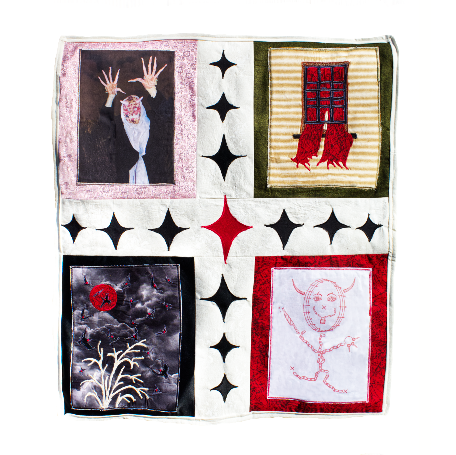 "Edge of Grace" 30"x26" fabric, thread, & inkjet prints on cotton 2025