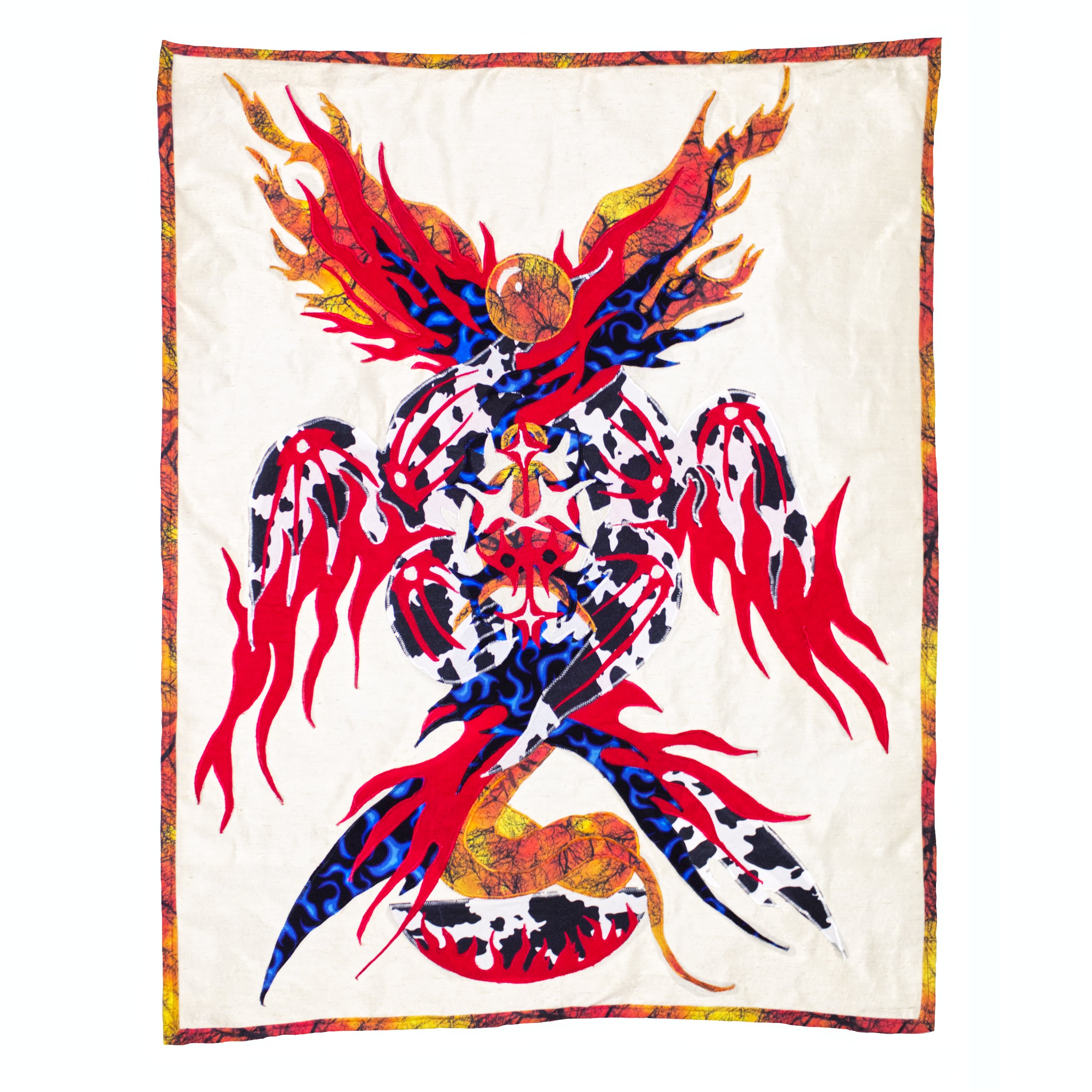 "Seraph" 33"x41" fabric & thread 2026 made in collaboration w/ Ez Corazón