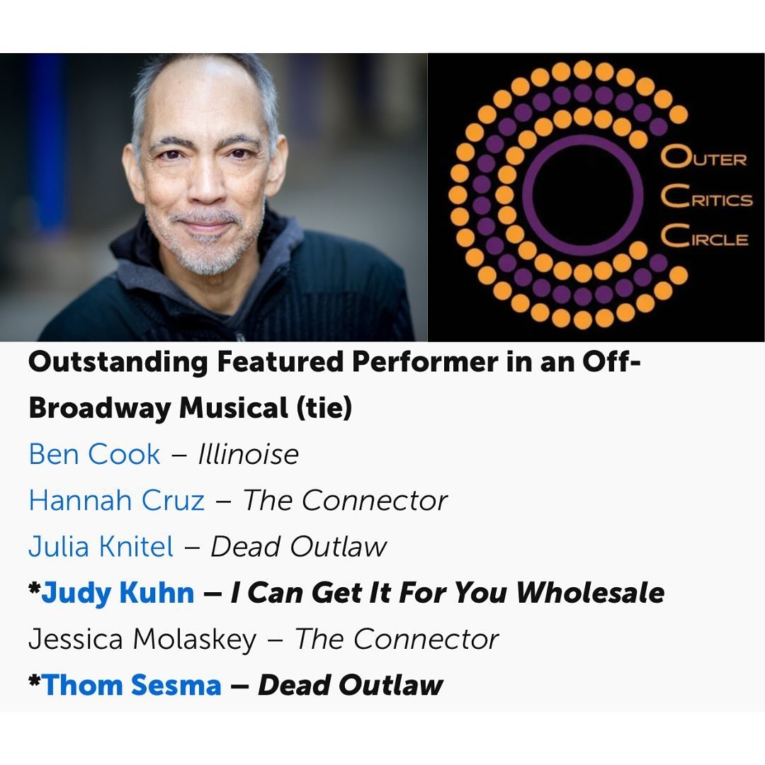 Congrats to @thsesma on winning the Outer Critics Circle Award for Outstanding Featured Performer on an Off-Broadway Musical for Dead Outlaw!