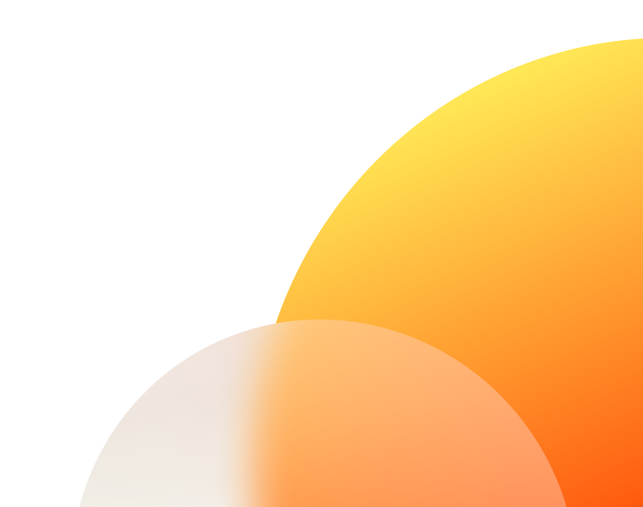 A digital illustration featuring abstract circular shapes and gradients of warm colors like orange, yellow, and beige, with a black background.