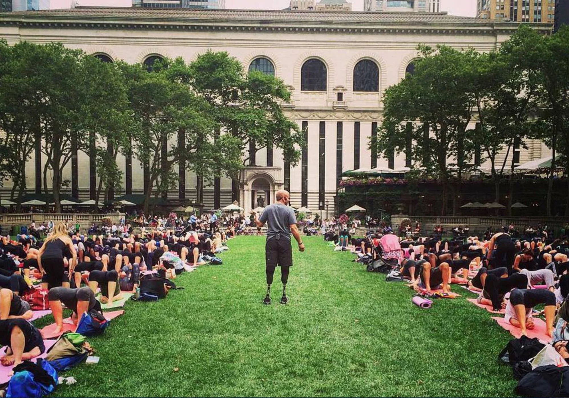 Outdoor yoga class