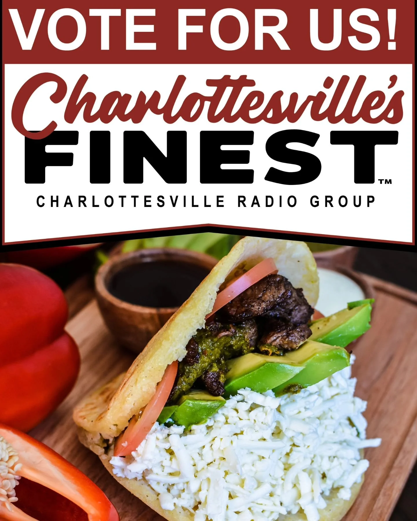 VOTE VOTE VOTE!!!
Find the link in our bio. Voting page for the voting period of the contest, starts Wednesday, June 19th, 2024 at 12:00 PM and ends on Friday, July 5th, 2024 at 05:00 PM.
https://votecvf.com/arepasonwheels